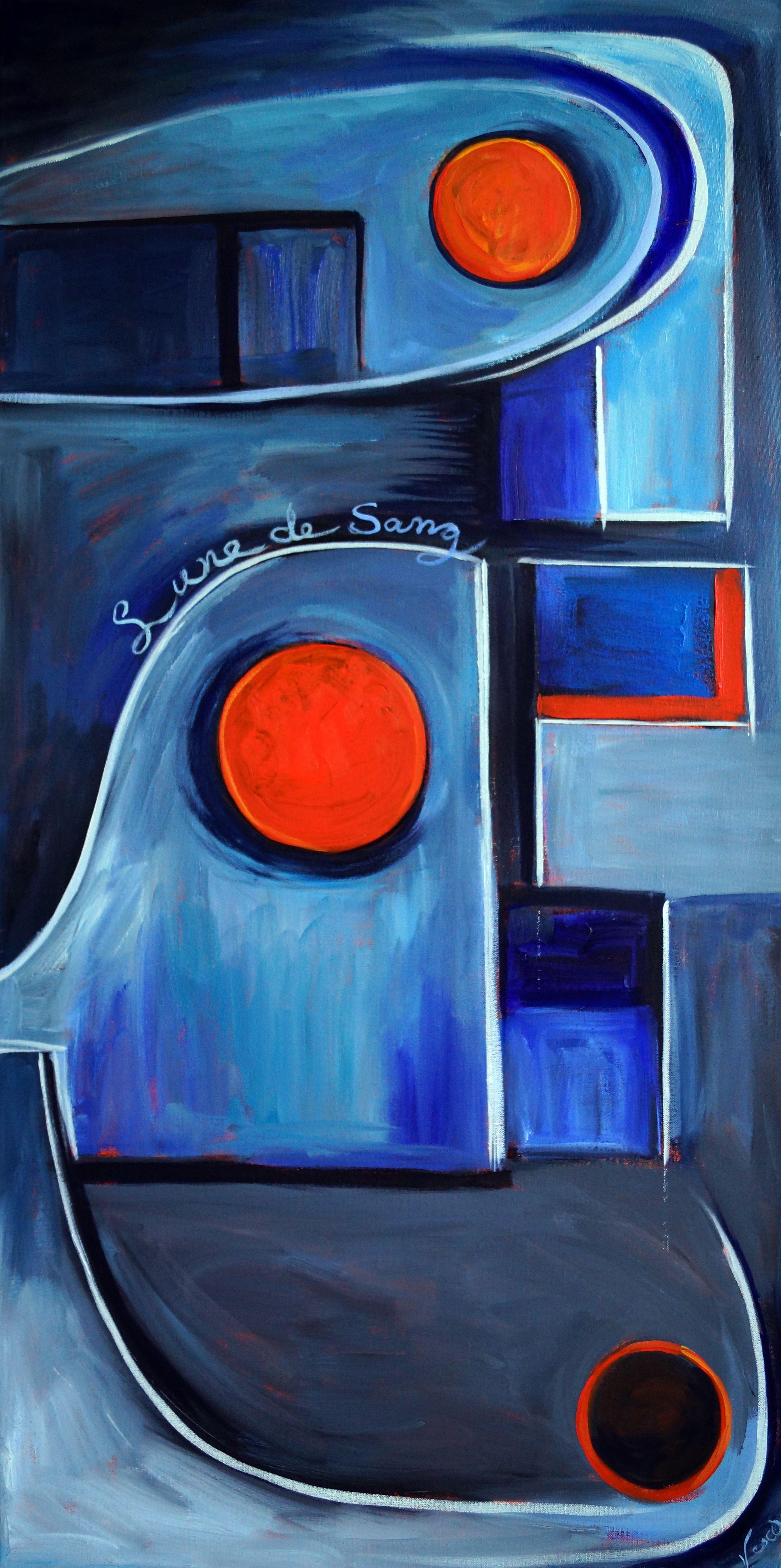 Luna di sangue, Pittura, Olio su tela - Painting Astratto di Valerie Vescovi