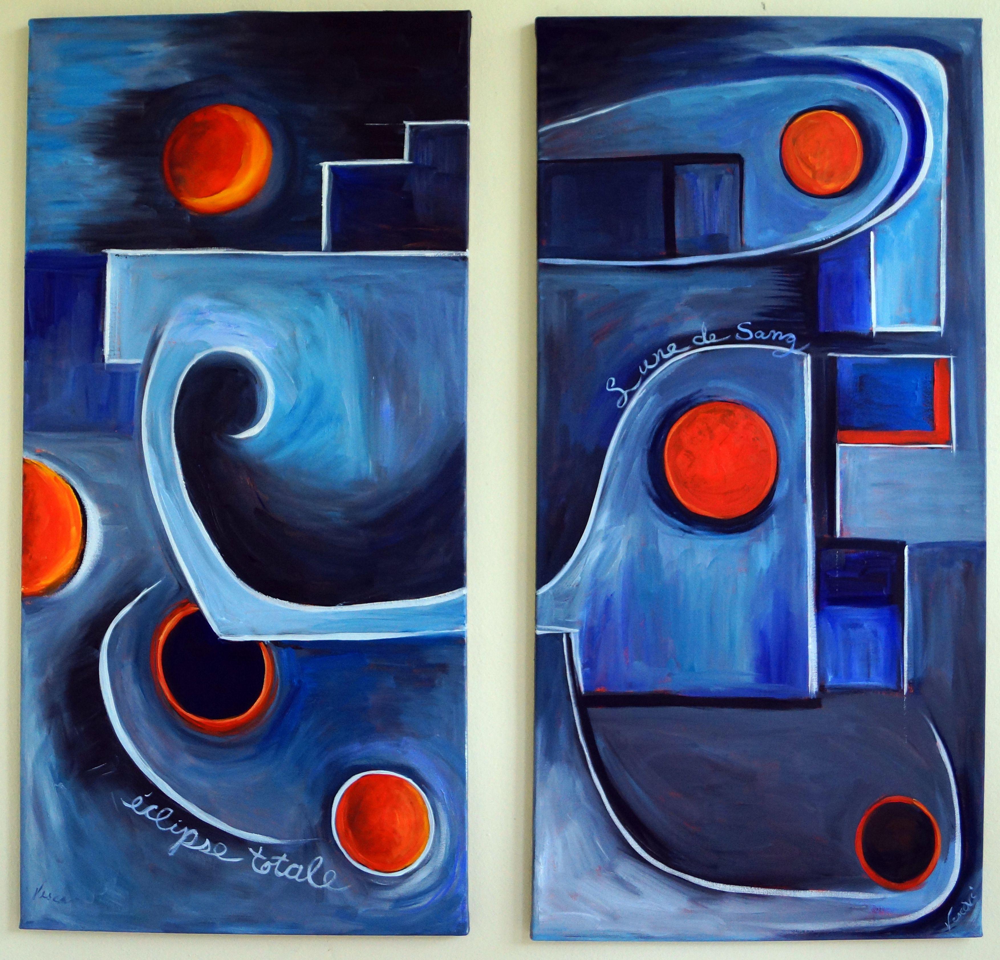 Abstract Painting di Valerie Vescovi - Luna di sangue, Pittura, Olio su tela