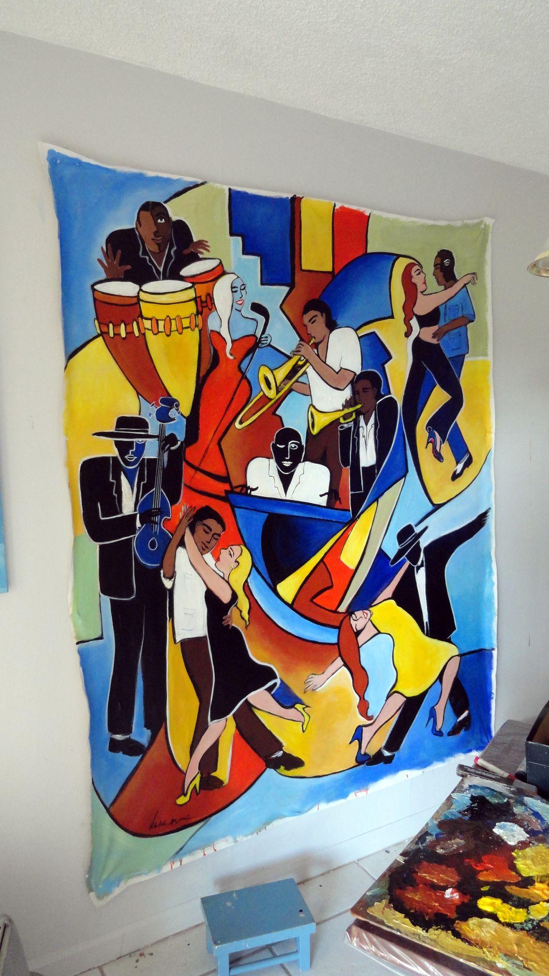 Colores Salsa, Pintura, Acrílico sobre lienzo - Painting Contemporáneo de Valerie Vescovi