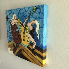 Dueling Cellos, Painting, Oil on Canvas