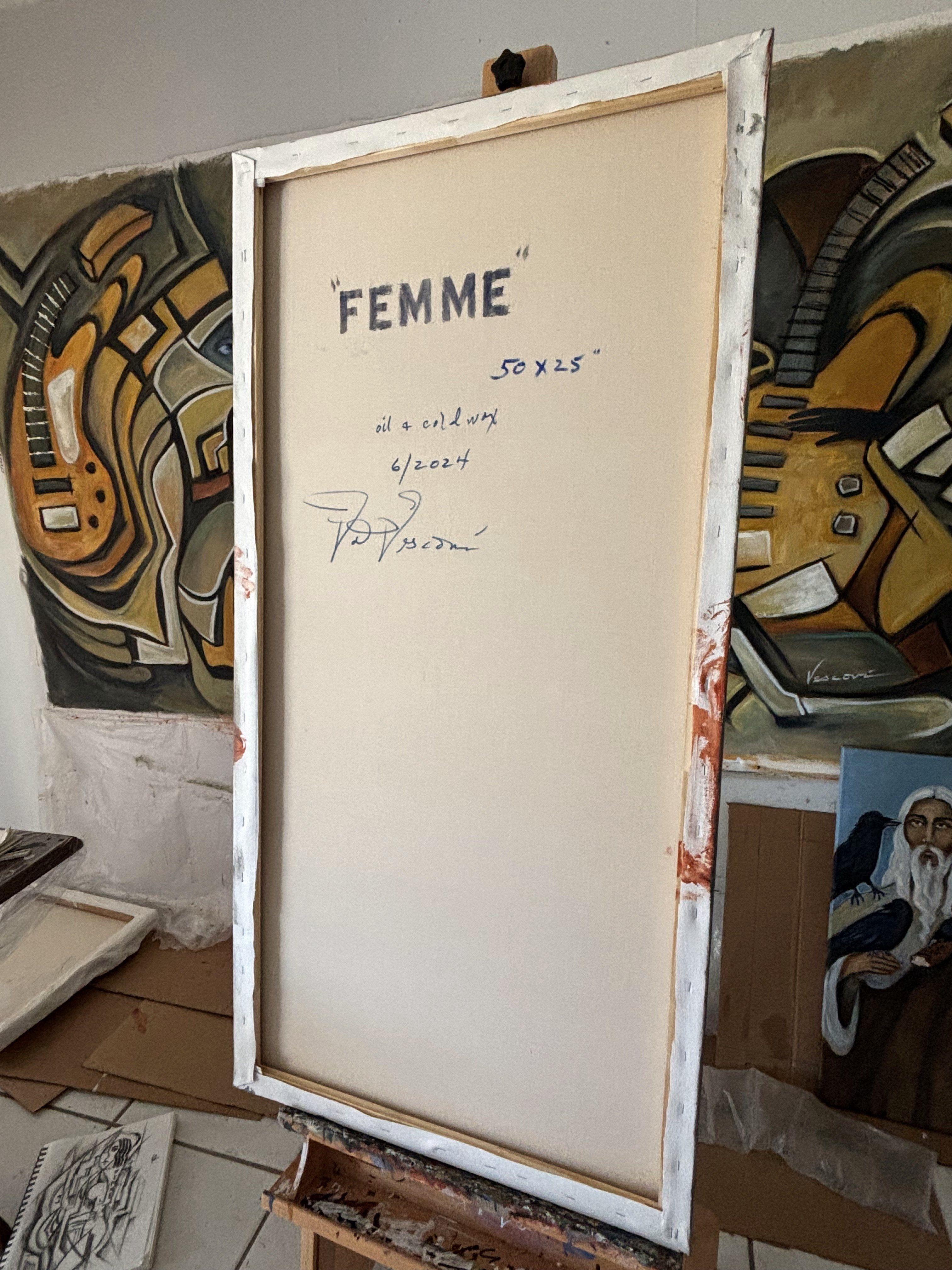 Femme, Pittura, Olio su tela - Painting Cubismo di Valerie Vescovi