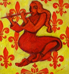 Flauta con motivos, Pintura, Óleo sobre lienzo