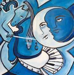 valerie homme Homme dans la Lune Bleue, Painting, Oil on Canvas