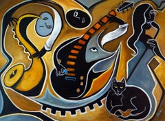 La Chanteuse de Jazz, Painting, Oil on Canvas