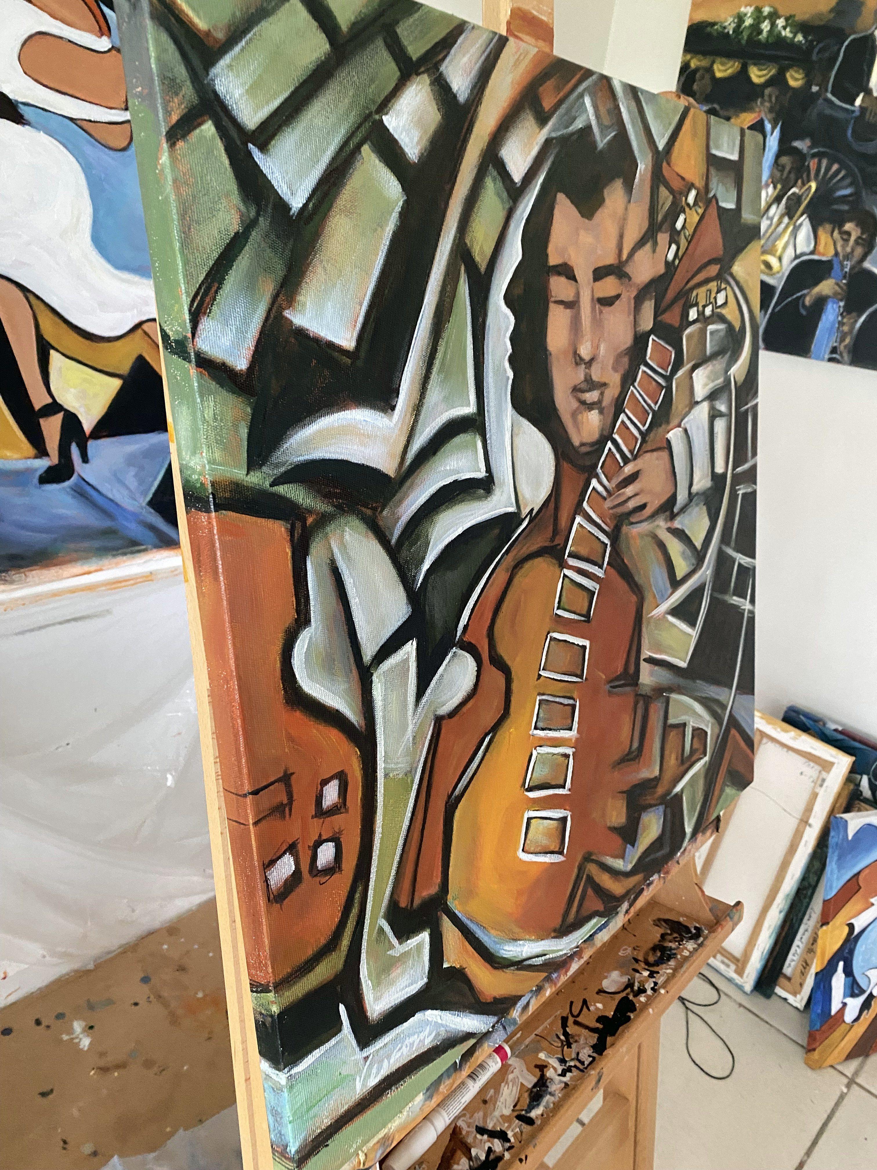 La Guitare, Painting, Acrylic on Canvas For Sale 1