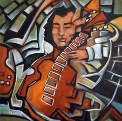 Used La Guitare, Painting, Acrylic on Canvas