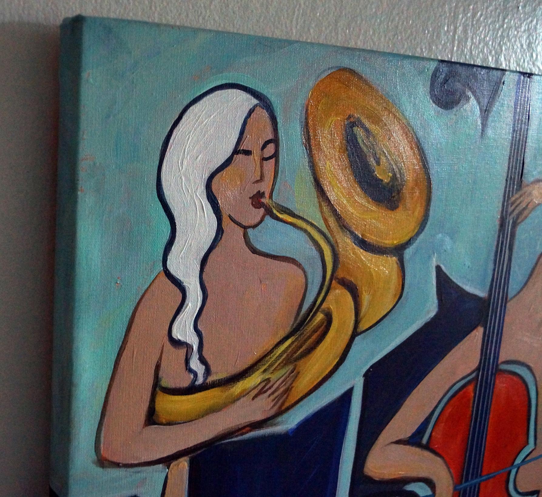 Das neueste Werk aus meiner Serie von nackten Musikerinnen, die ich in letzter Zeit immer wieder aufgreife, weil ich sie, ihre Komposition und ihre reine Farbe vermisst habe :: Gemälde :: Zeitgenössisch :: Dieses Werk wird mit einem offiziellen, vom