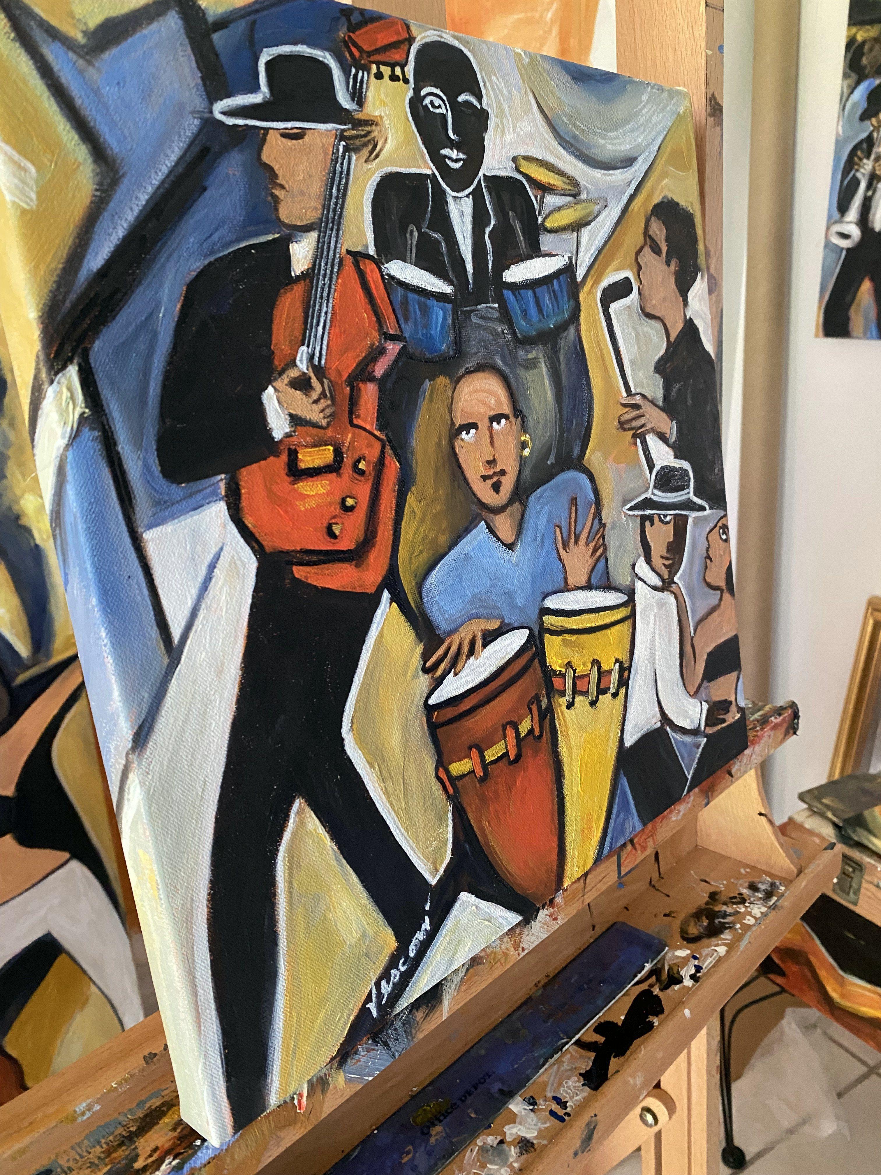Latin Rhythms, Painting, Oil on Canvas For Sale 2