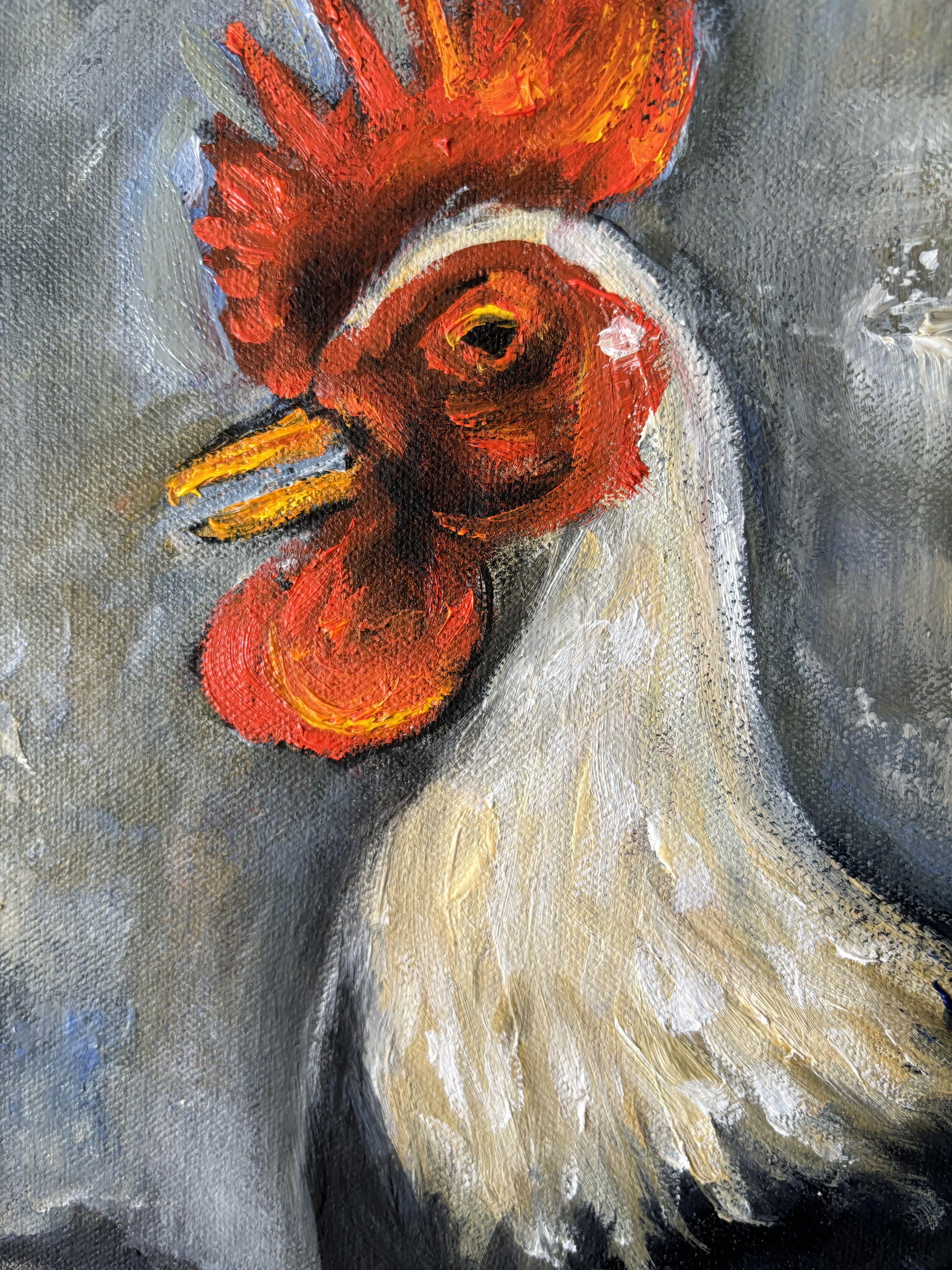 Le Coq, Peinture, Huile sur toile en vente 1