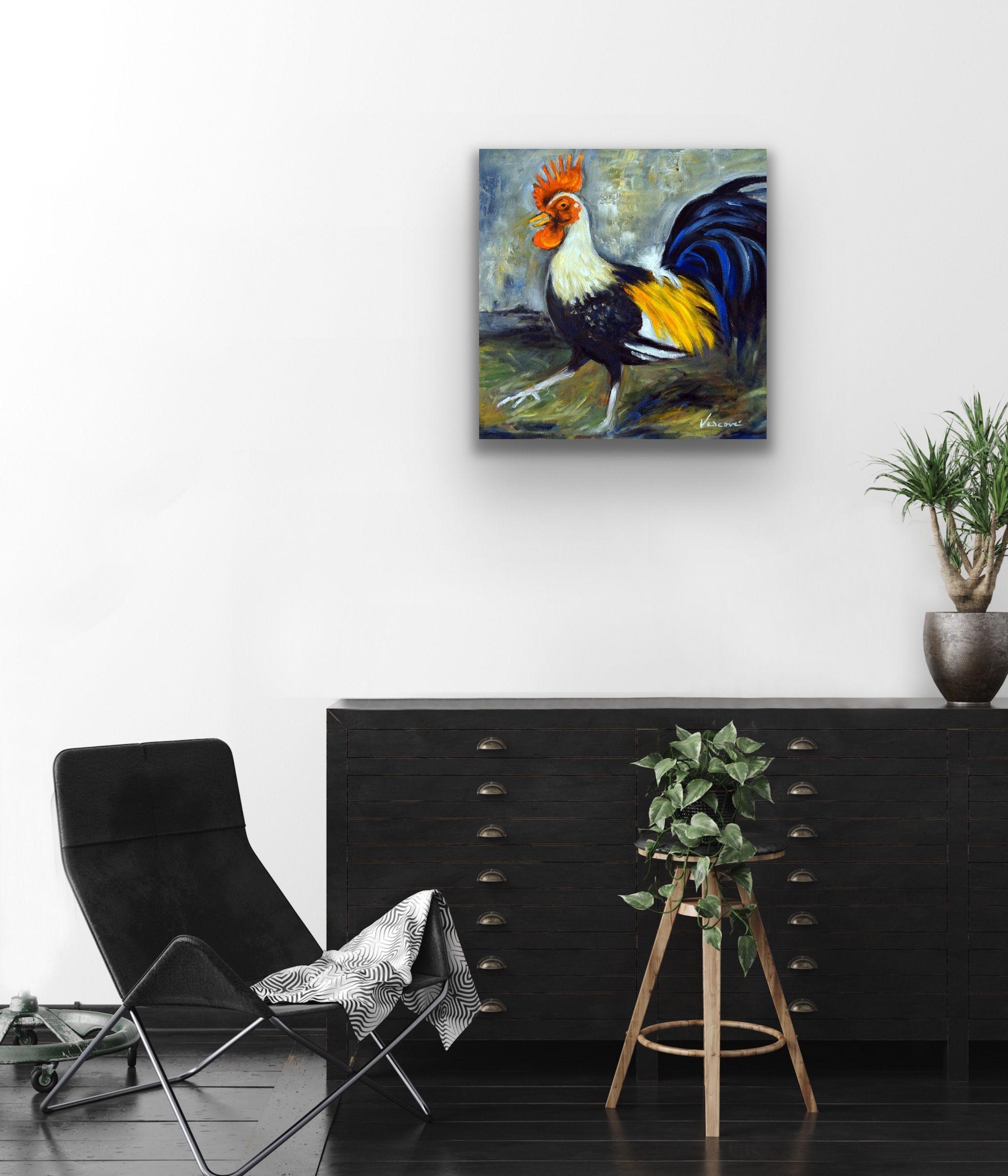 Le Coq, Peinture, Huile sur toile en vente 2