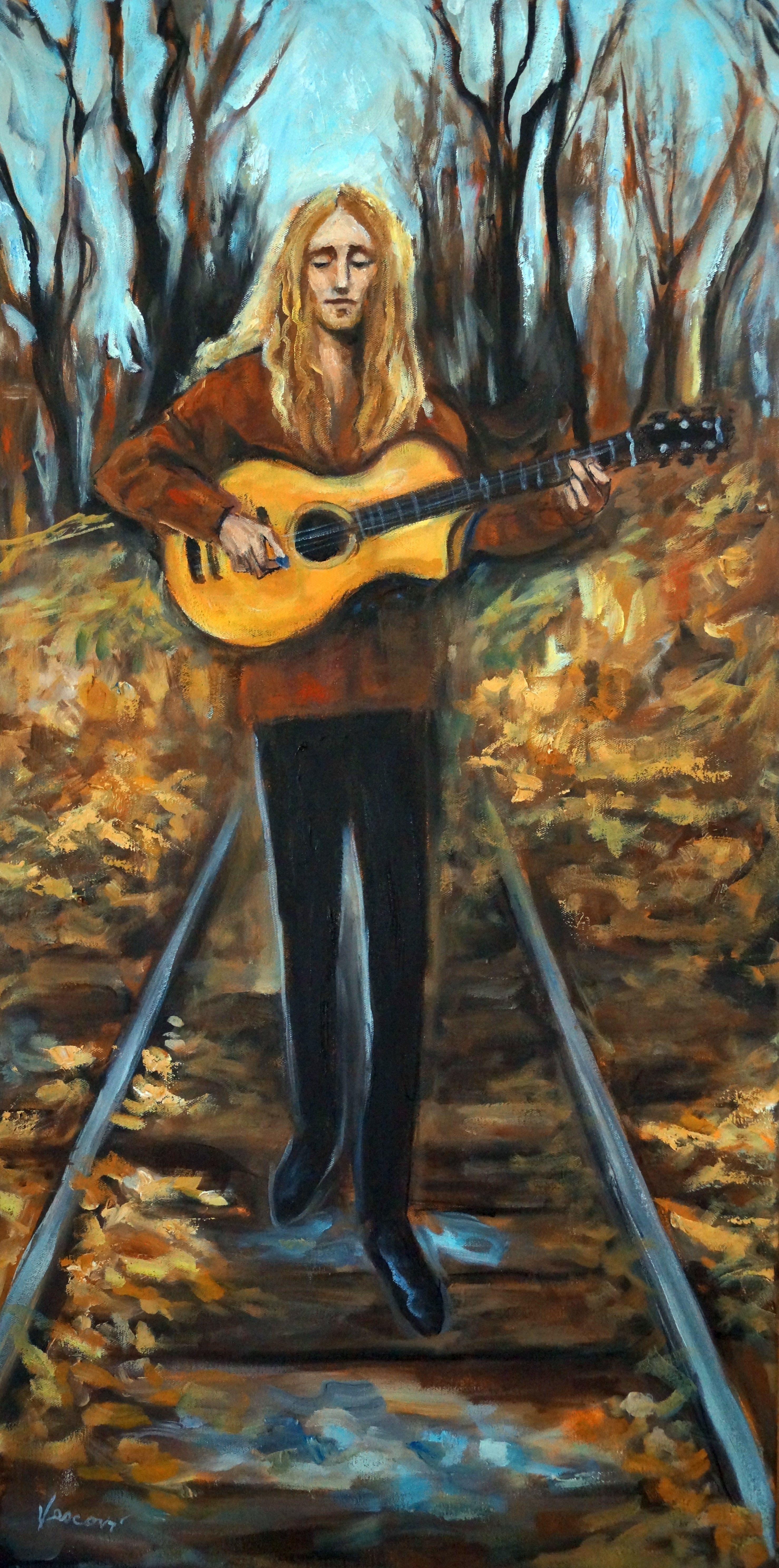 Le Guitariste, Gemälde, Öl auf Leinwand – Painting von Valerie Vescovi