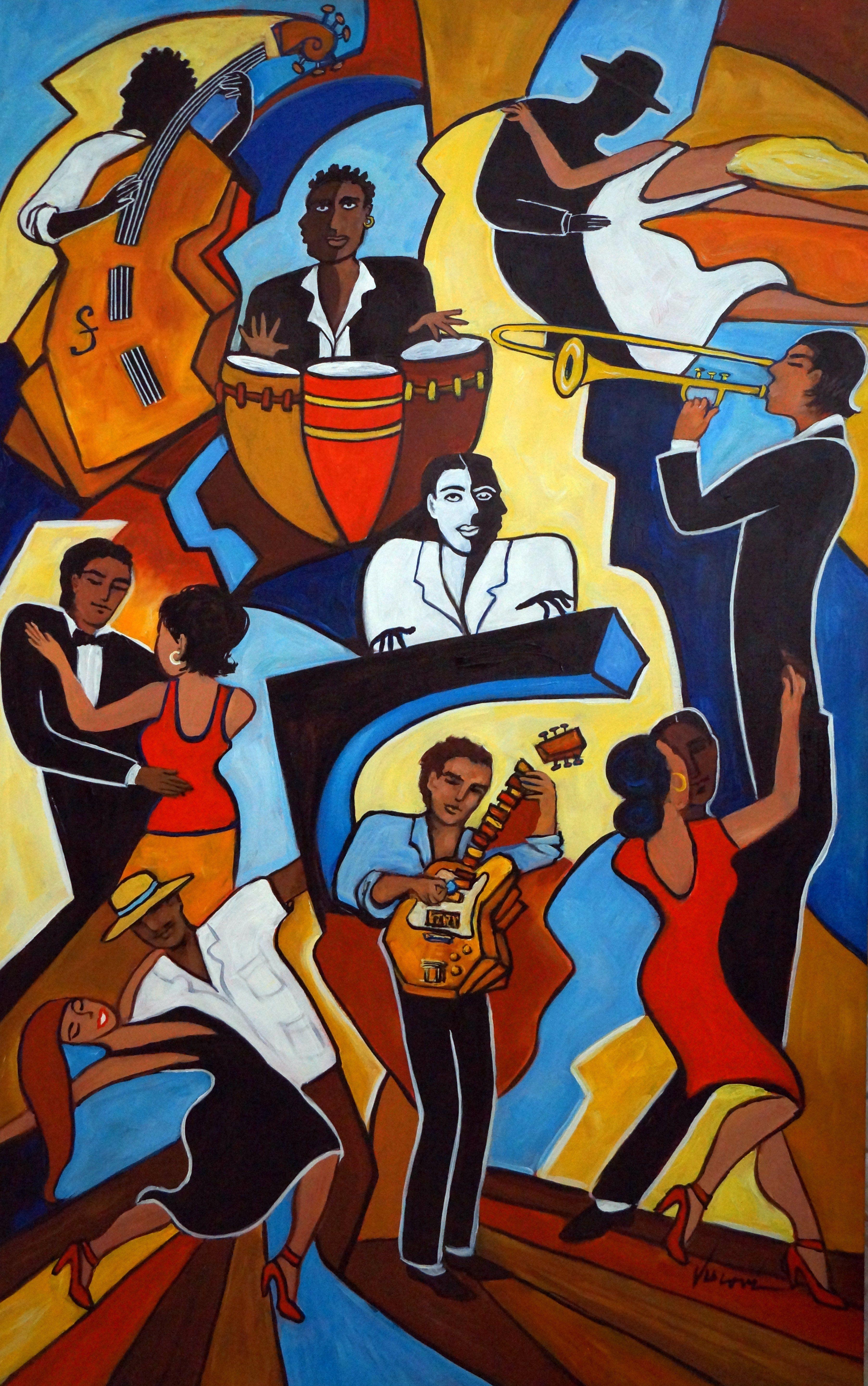Le Jazz Hot Deux, Gemälde, Acryl auf Leinwand