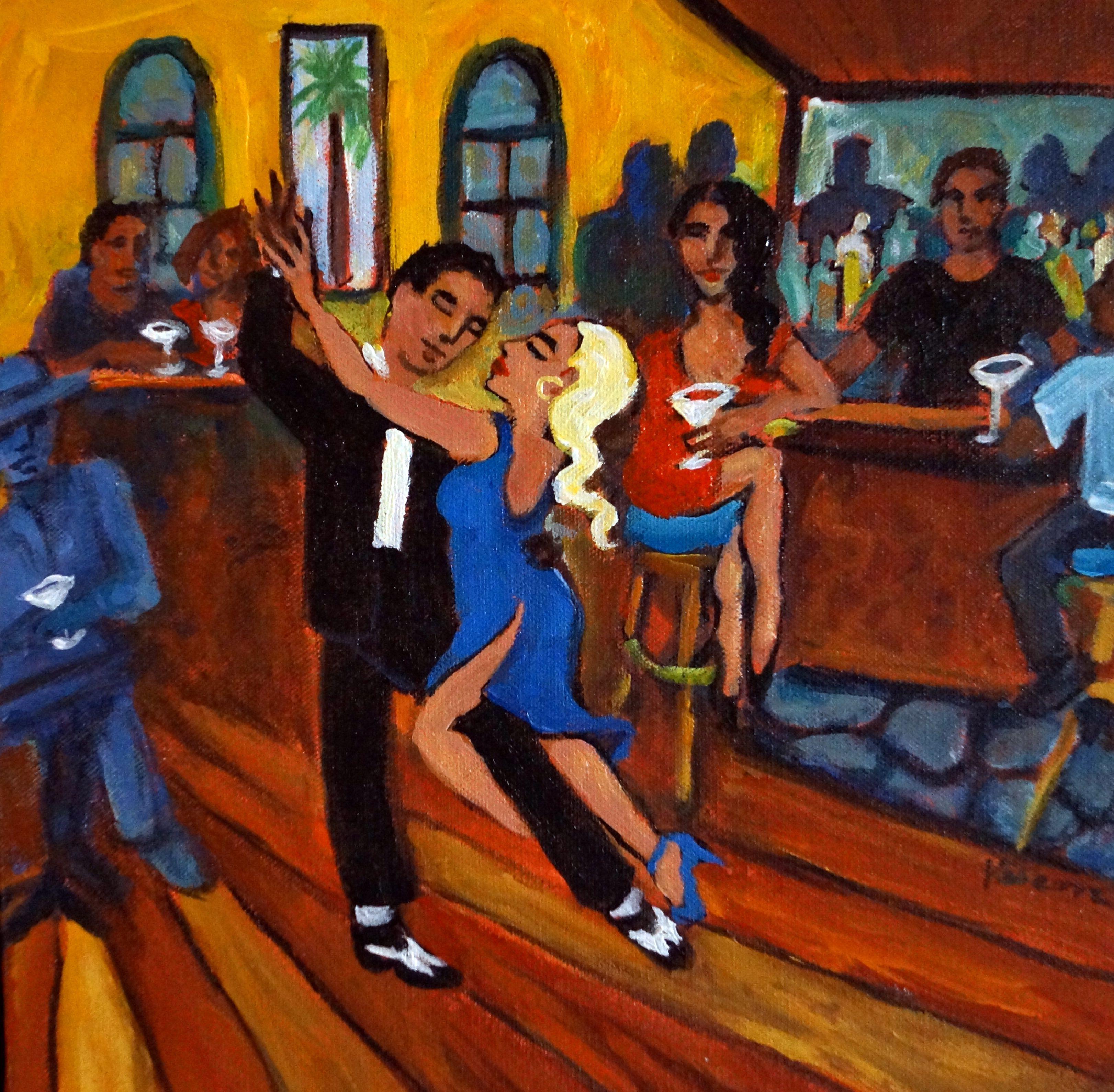 Martinis & Tango, Painting, Acrylic on Canvas For Sale 1