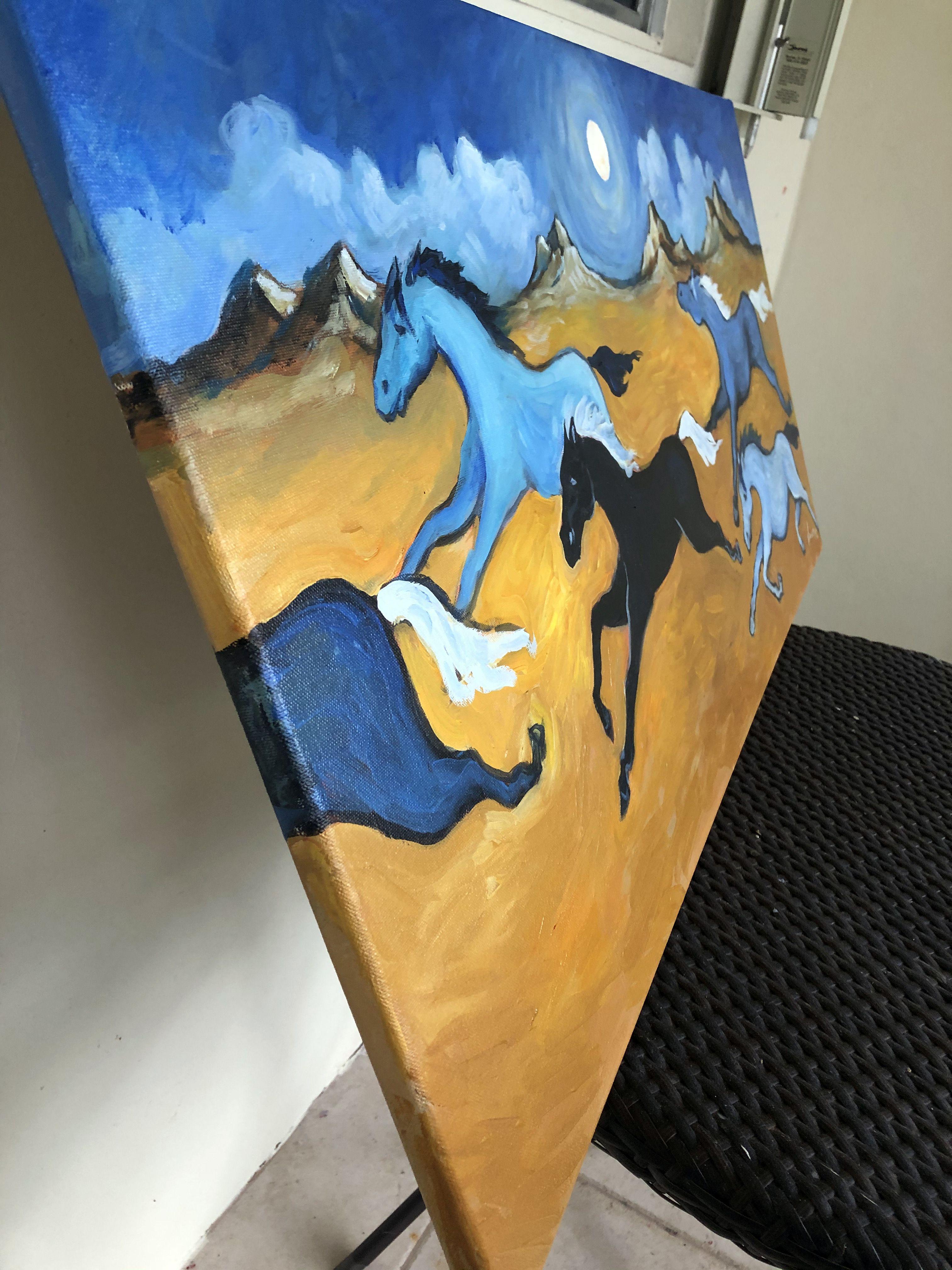 Moonlight Run, Painting, Oil on Canvas For Sale 2