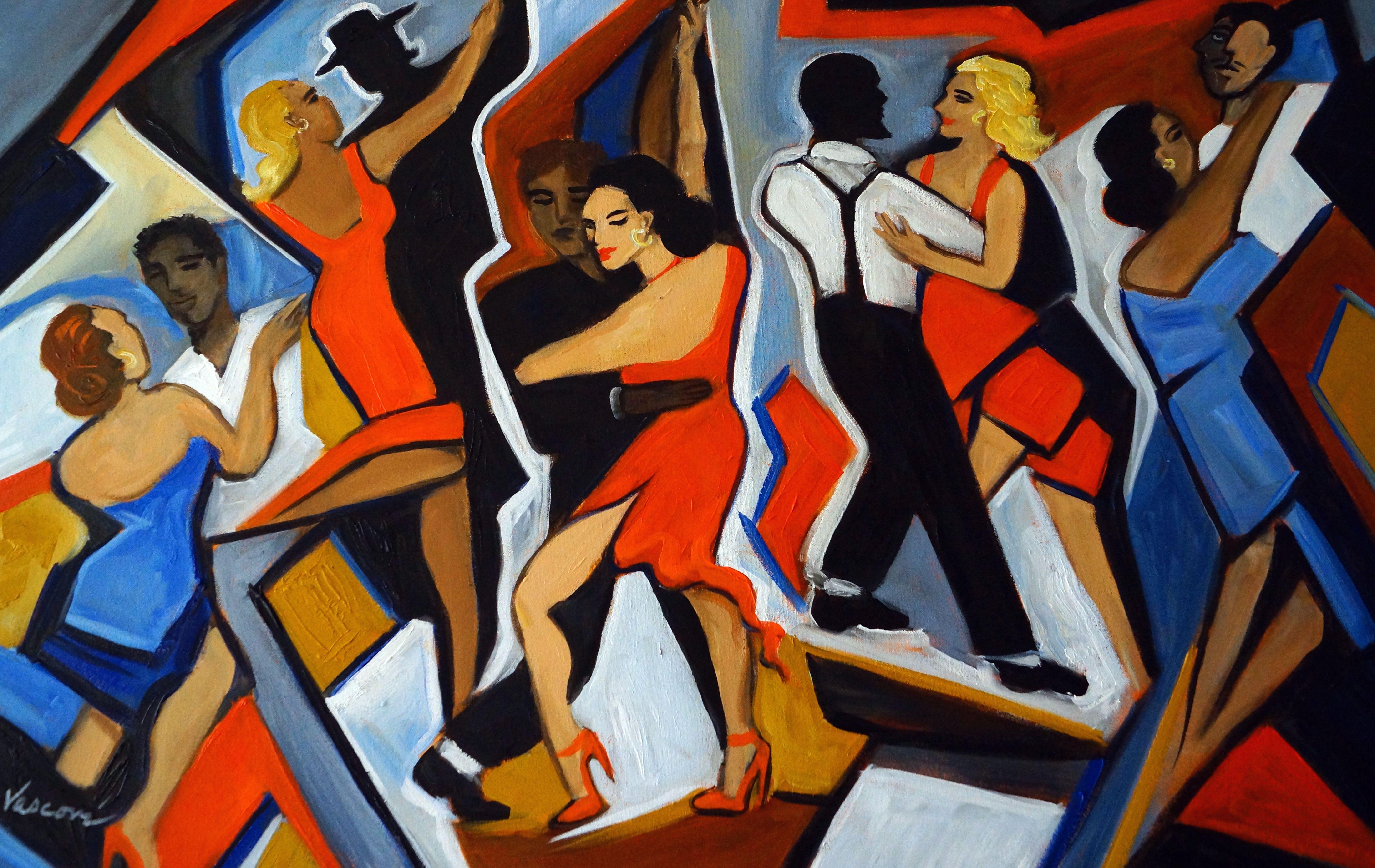 black people dancing painting