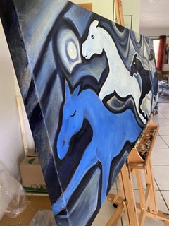 Nuances de Chevaux Gris, Gemälde, Öl auf Leinwand