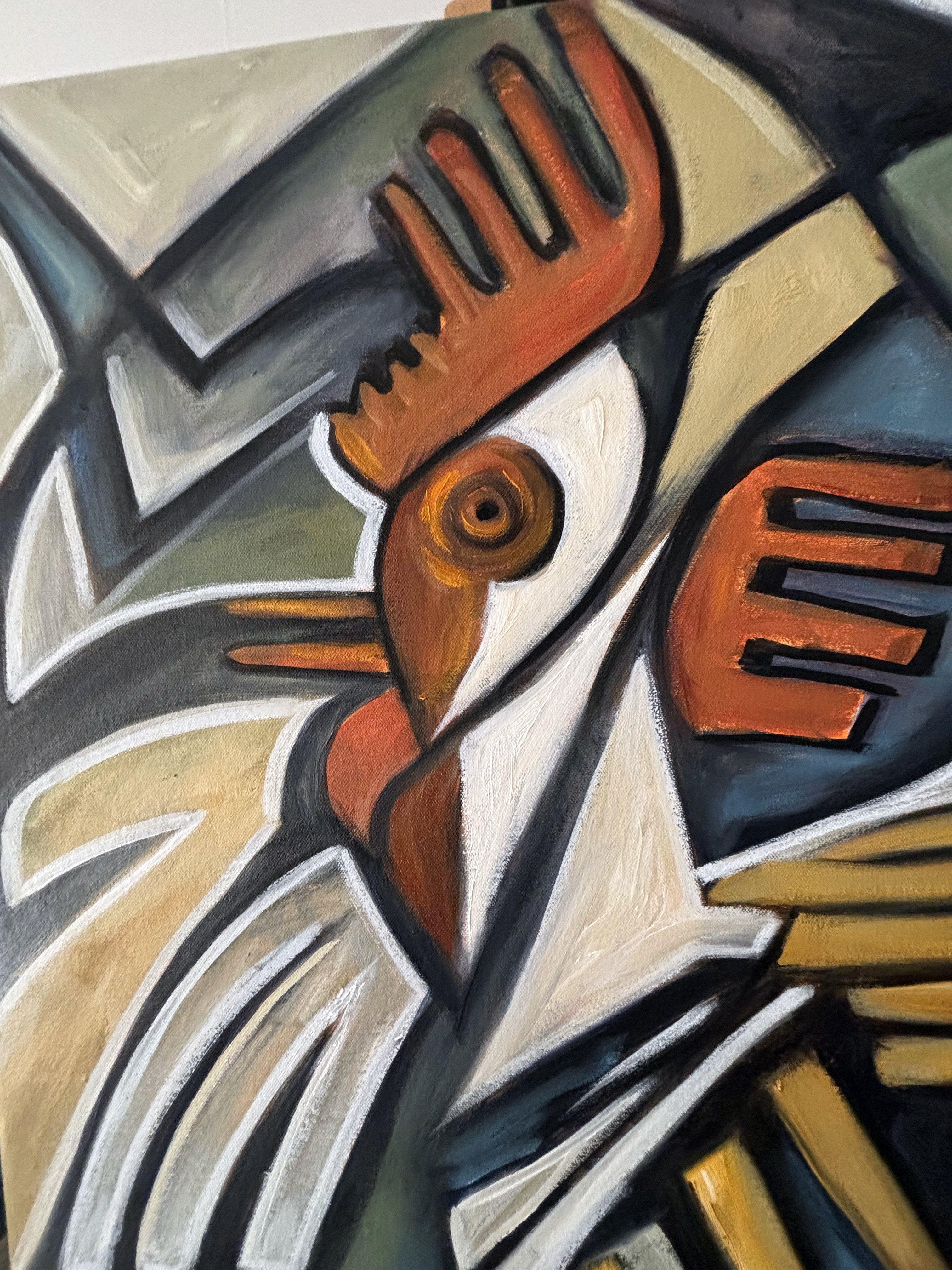 Portrait d'un Coq, Pittura, Olio su tela in vendita 1