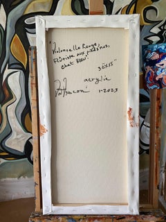 Red Cello, Barefoot Flautist, Blue Cat, Painting, Acrylic on Canvas