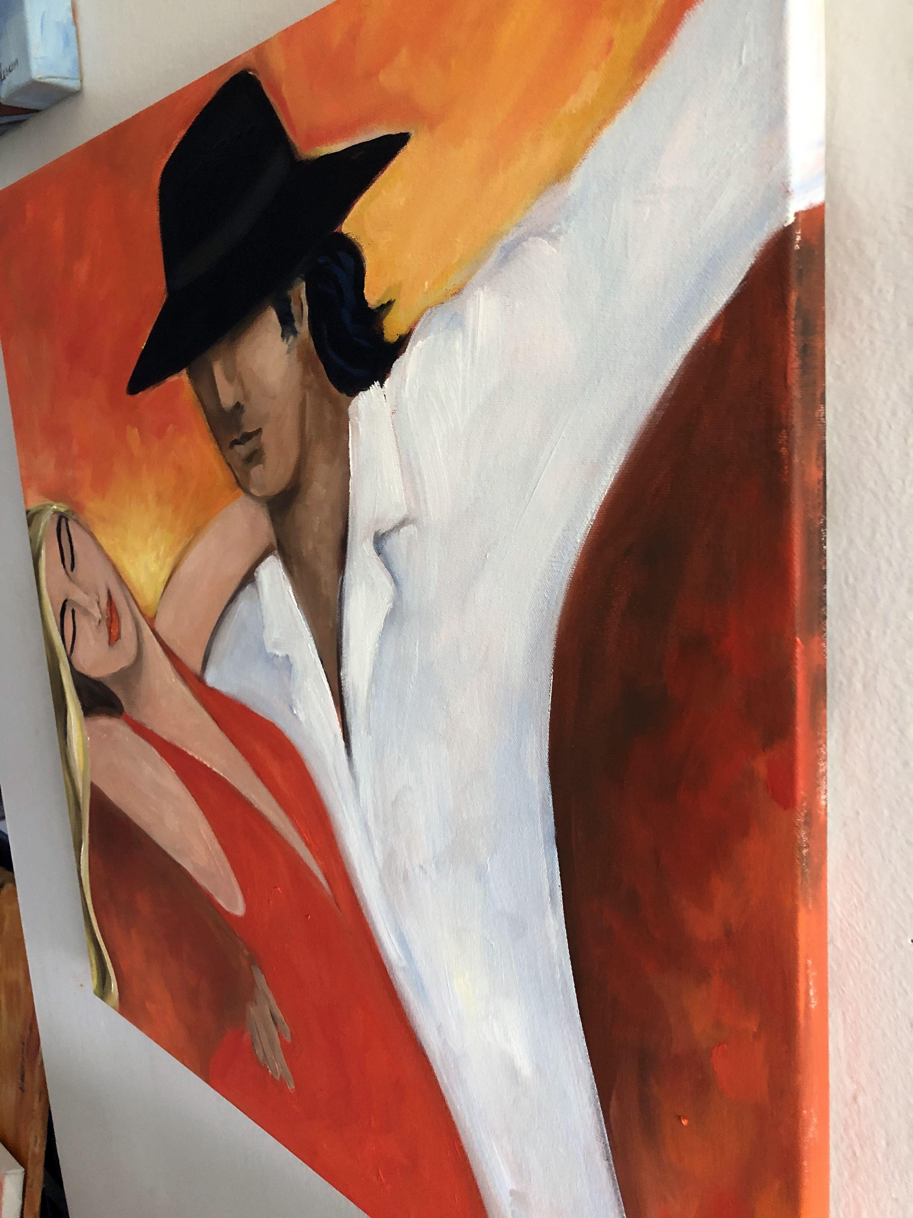 Sizzle, peinture, huile sur toile - Contemporain Painting par Valerie Vescovi