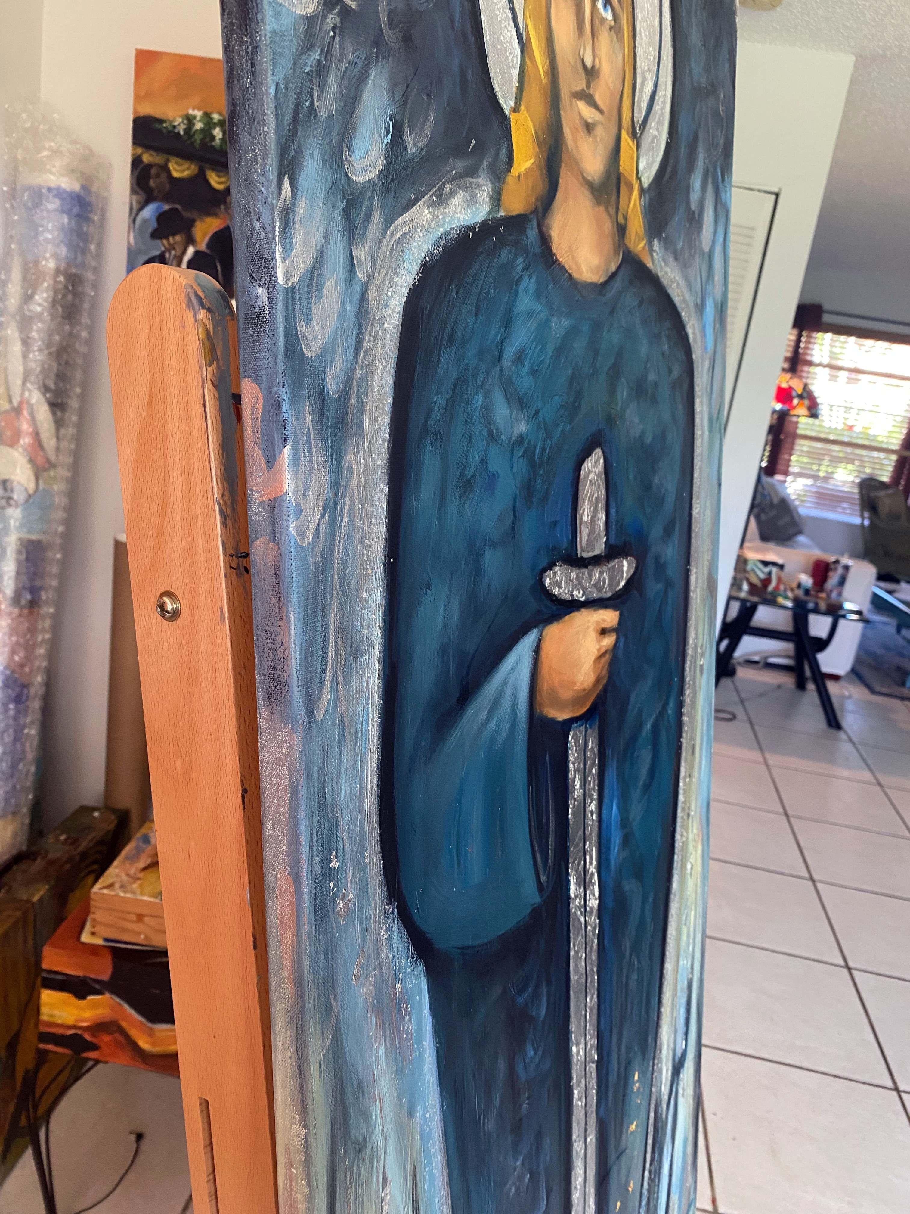 San Michele, Pittura, Olio su tela - Painting Contemporaneo di Valerie Vescovi