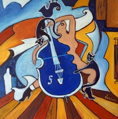 Violoncelle de Cobalt, Painting, Acrylic on Canvas
