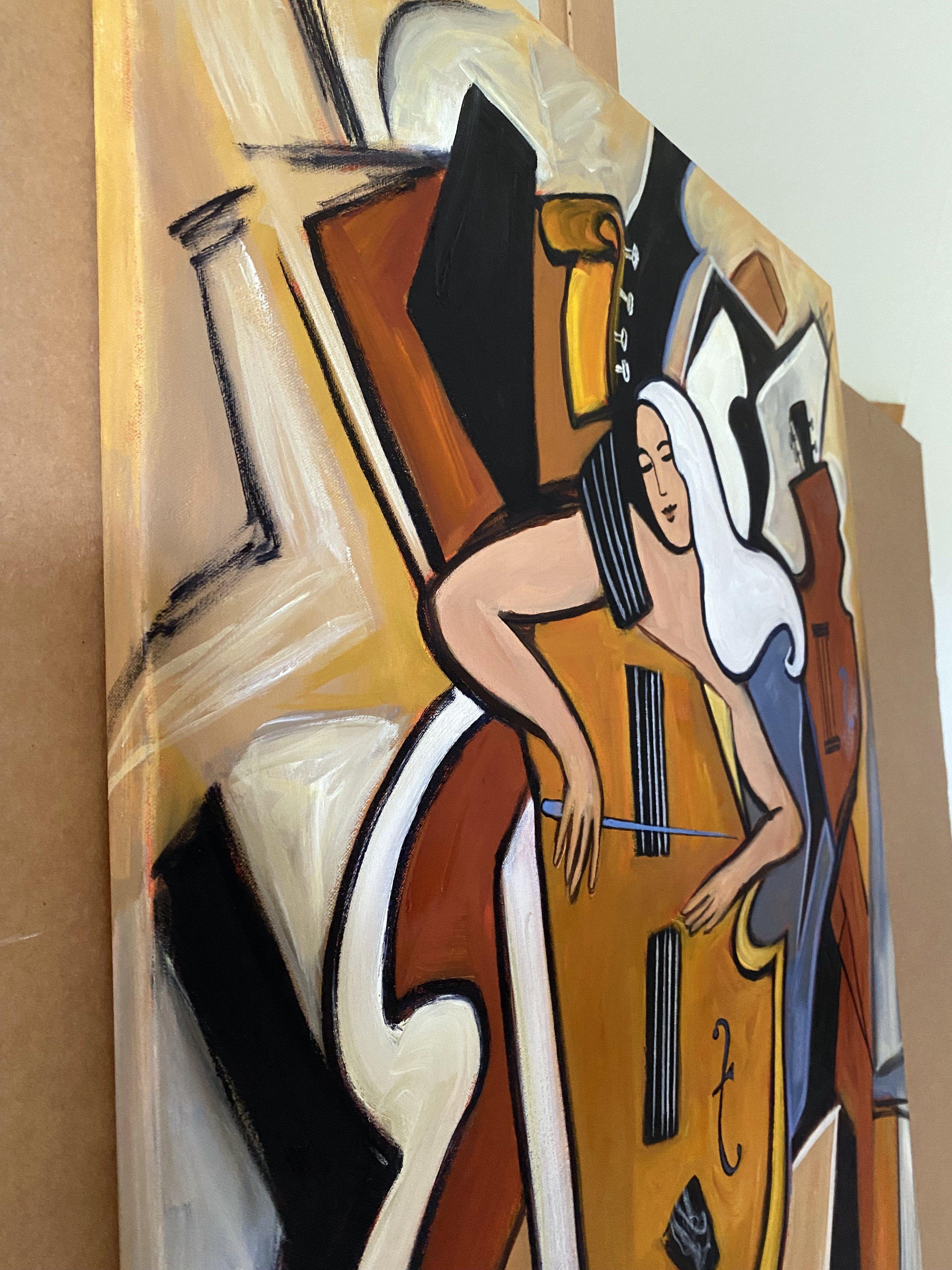 Violoncelle Seul, Painting, Oil on Canvas For Sale 2