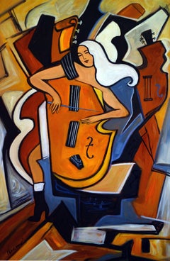 Violoncelle Seul, Painting, Oil on Canvas