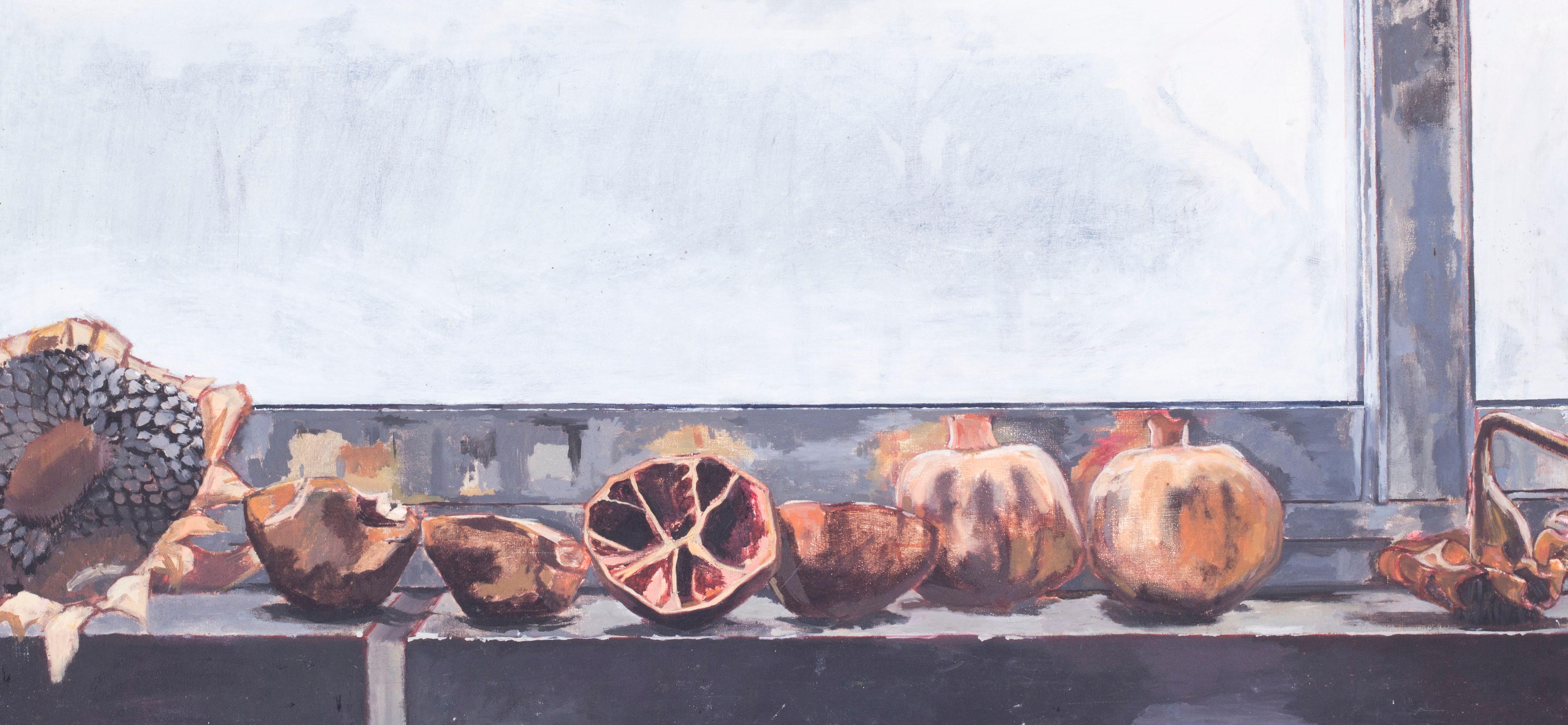 Grenades et tournesols, peinture à l'huile britannique du 20e siècle