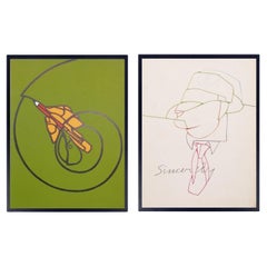 Valerio Adami Color Lithographs 16.5"H x 12.5"W Mid Century Modern Abstract Art