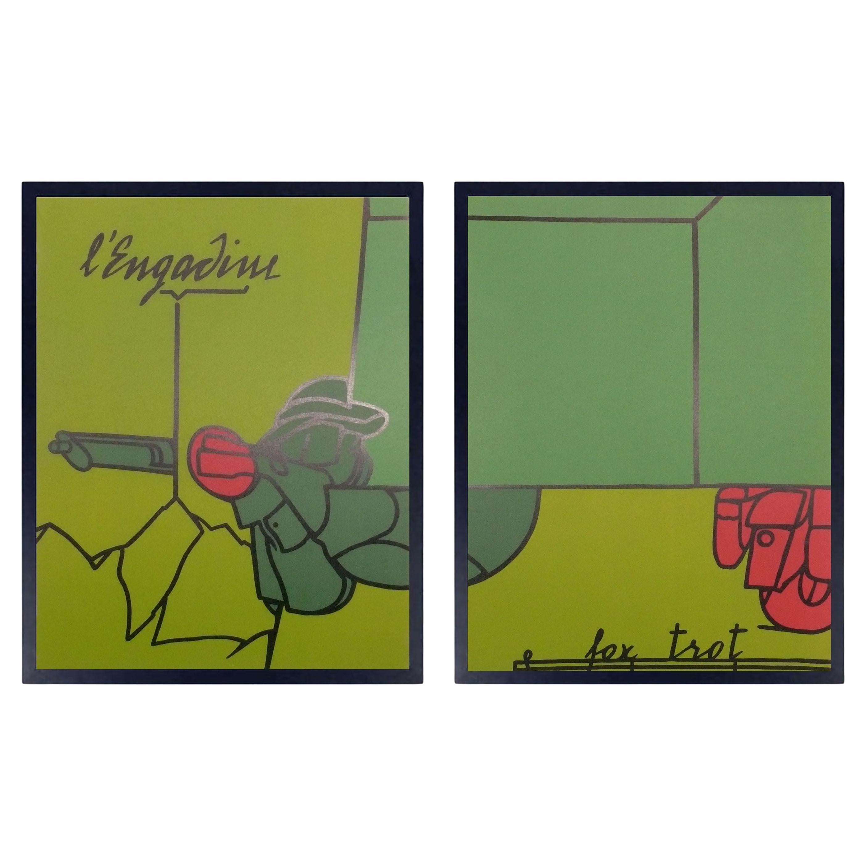 Valerio Adami Farbe Lithographien 16,5 "H x 12,5 "W Mid Century Modern Abstrakte Kunst