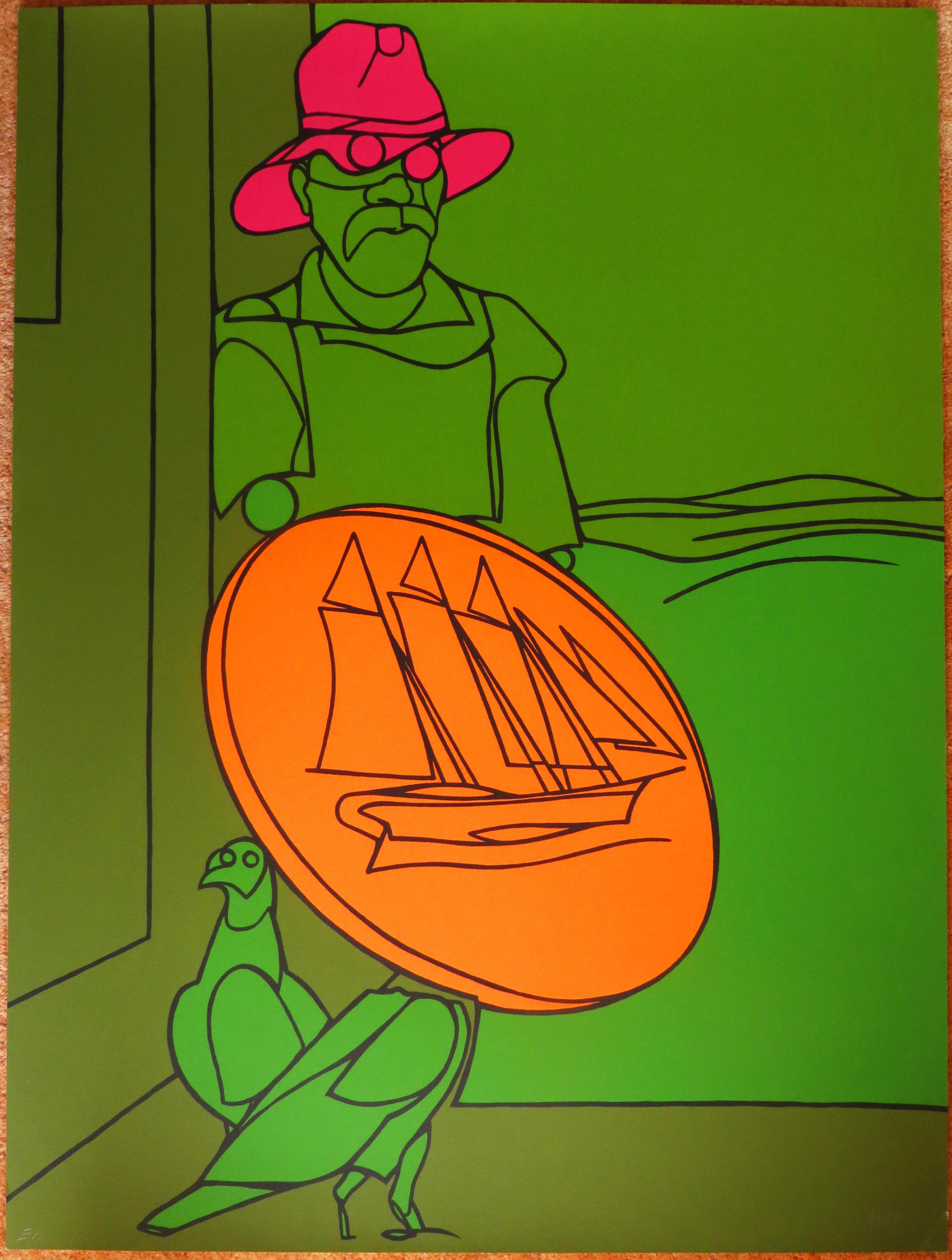 Caprichos Americano - Green Print by Valerio Adami