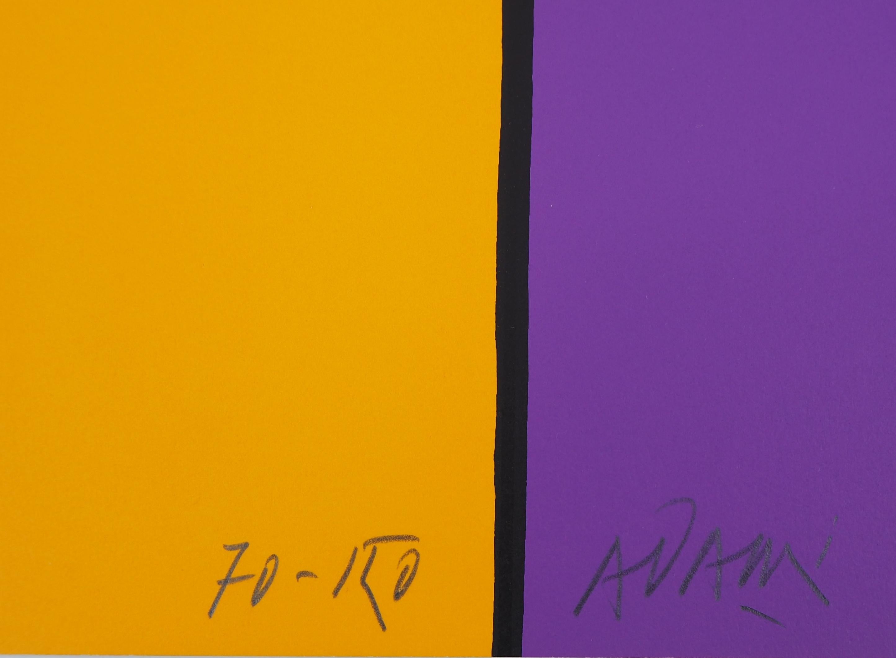 Careful : Wet Paint - Original lithograph, Handsigned - Limited /150 - Purple Figurative Print by Valerio Adami