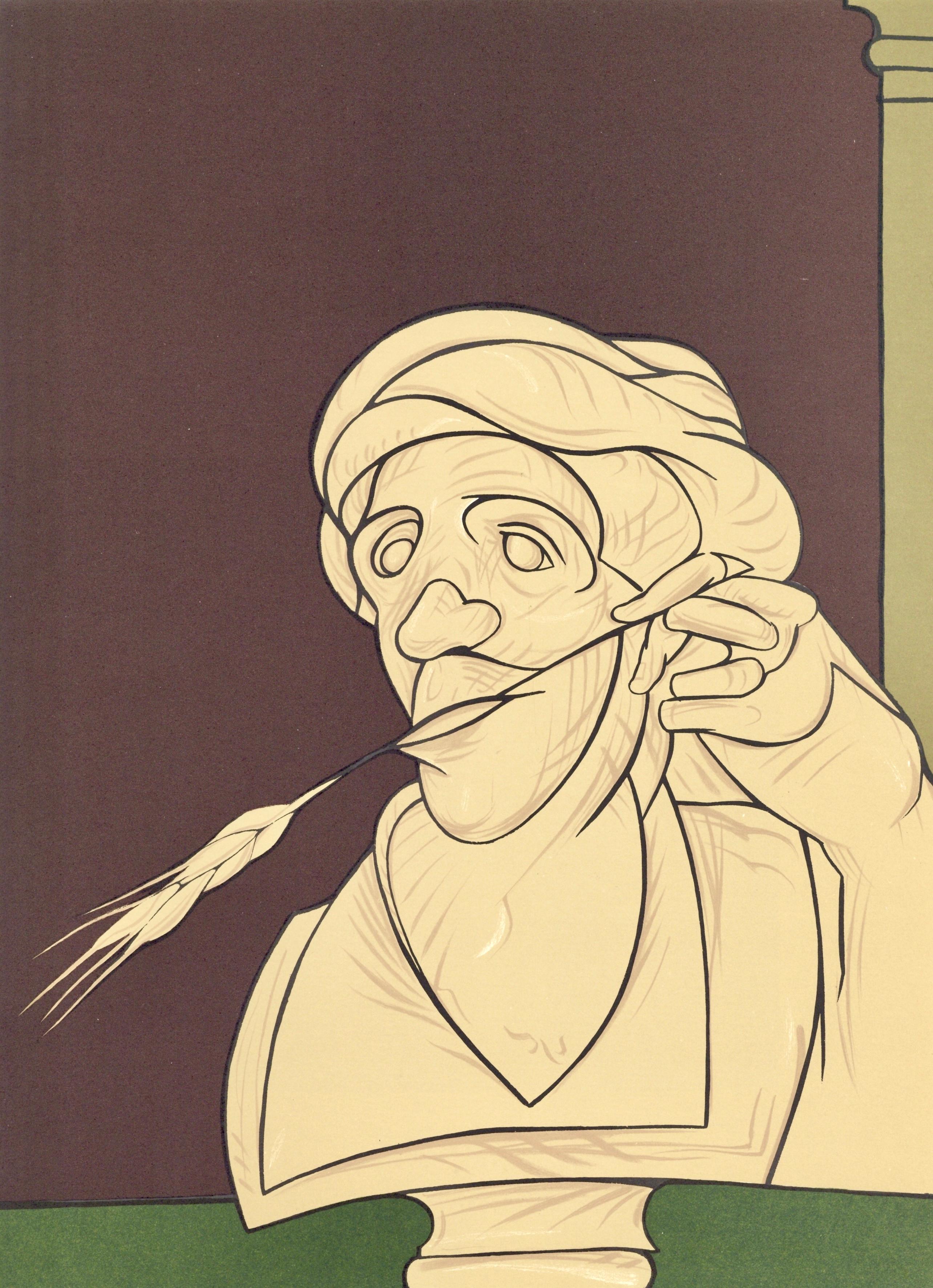 Figurative Print de Valerio Adami - Composición, Homenaje a Aimé y Marguerite Maeght, Derrière le miroir