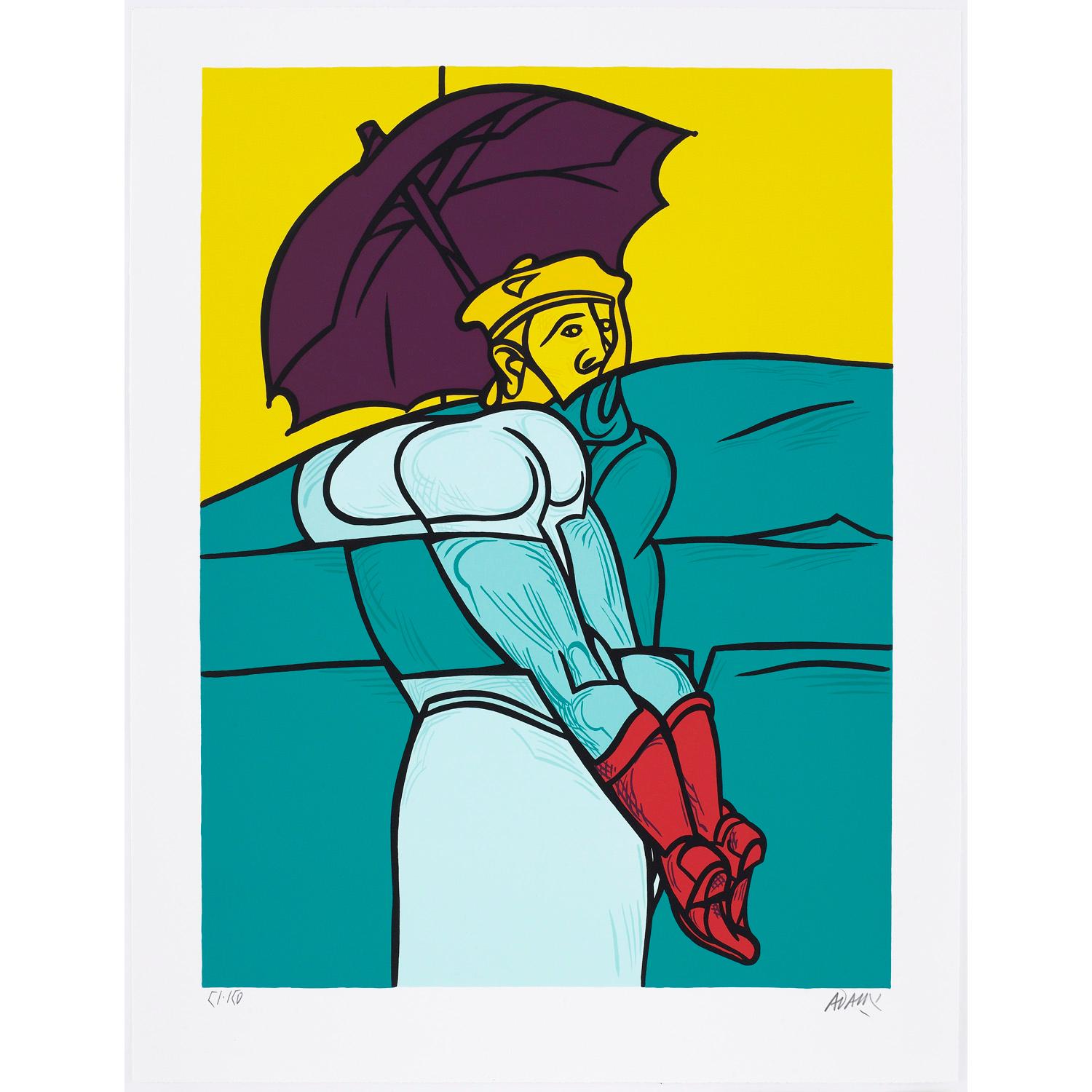 Dialogue dans le paysage III - Print by Valerio Adami