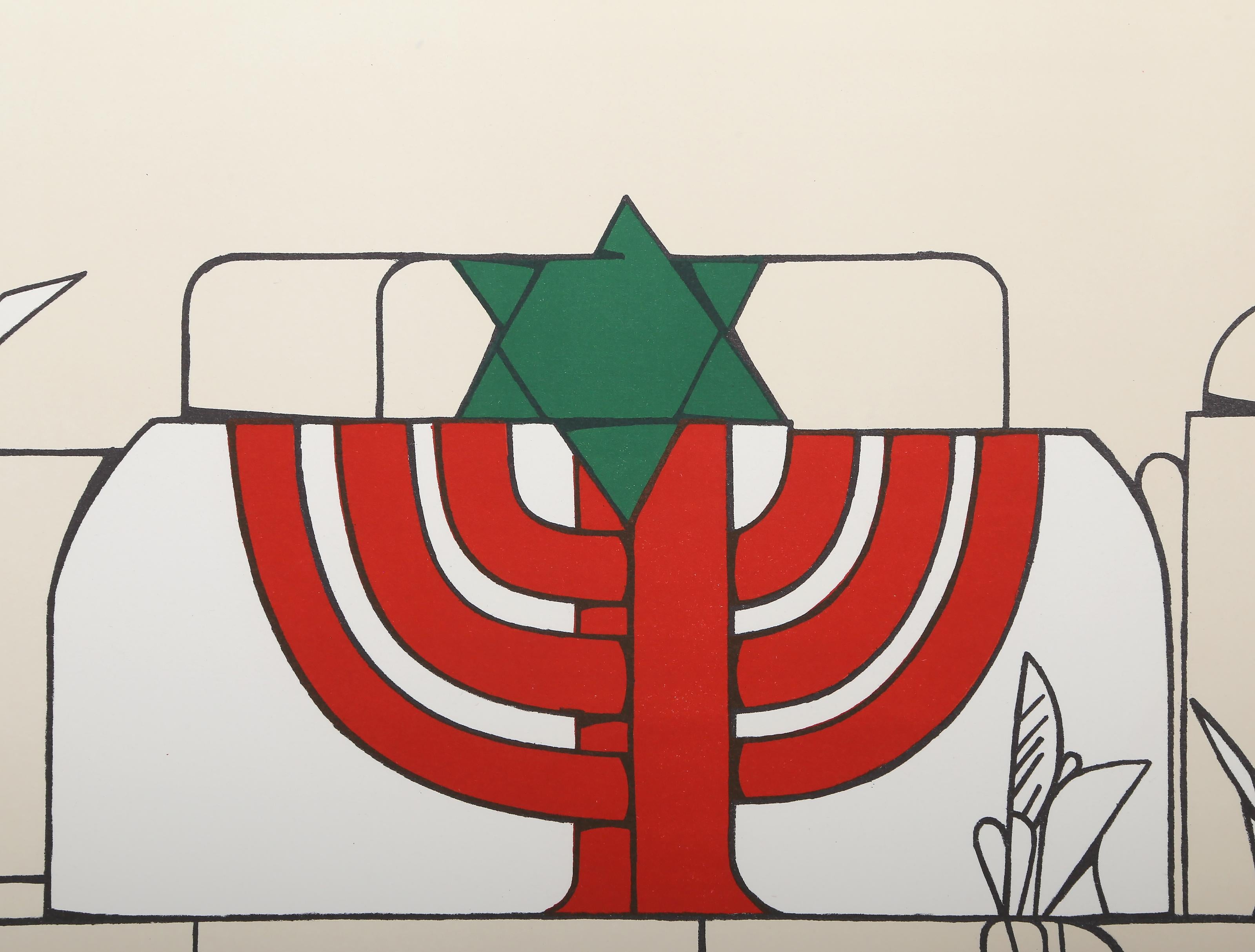 Homage to Israel, Pop Art Lithograph by Valerio Adami For Sale 1