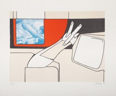Sur la lune, sérigraphie pop art de Valerio Adami