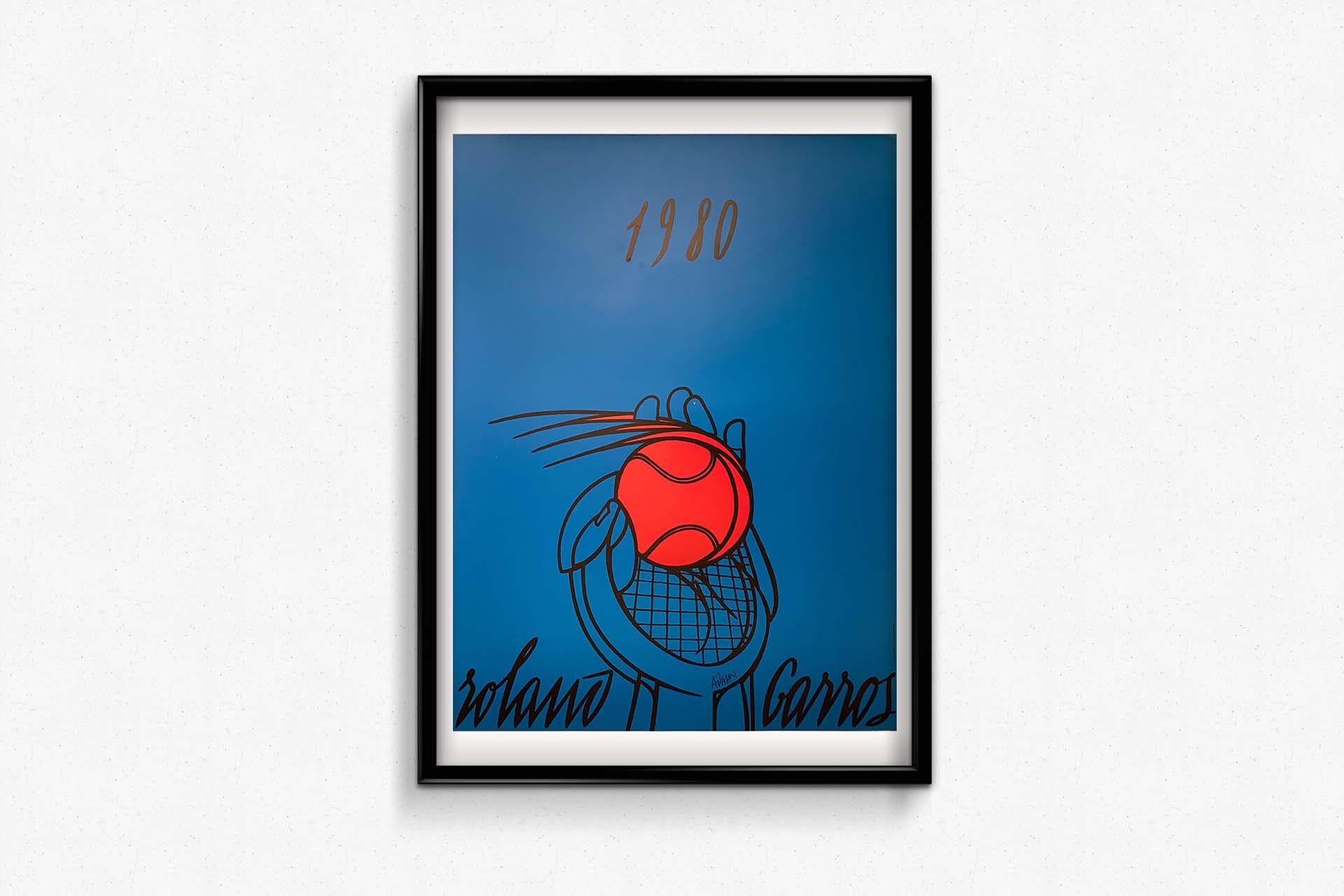 Affiche originale d'Adami pour promouvoir l'Open de tennis français de 1980 de Roland Garros en vente 2