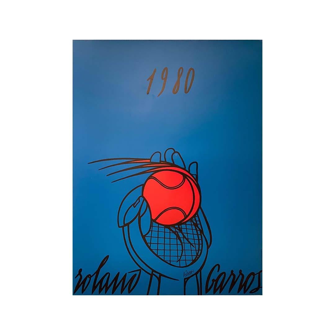 Affiche originale d'Adami pour promouvoir l'Open de tennis français de 1980 de Roland Garros - Print de Valerio Adami