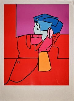 Red Guard - Original Screen Print by Valerio Adami - Late 1960s