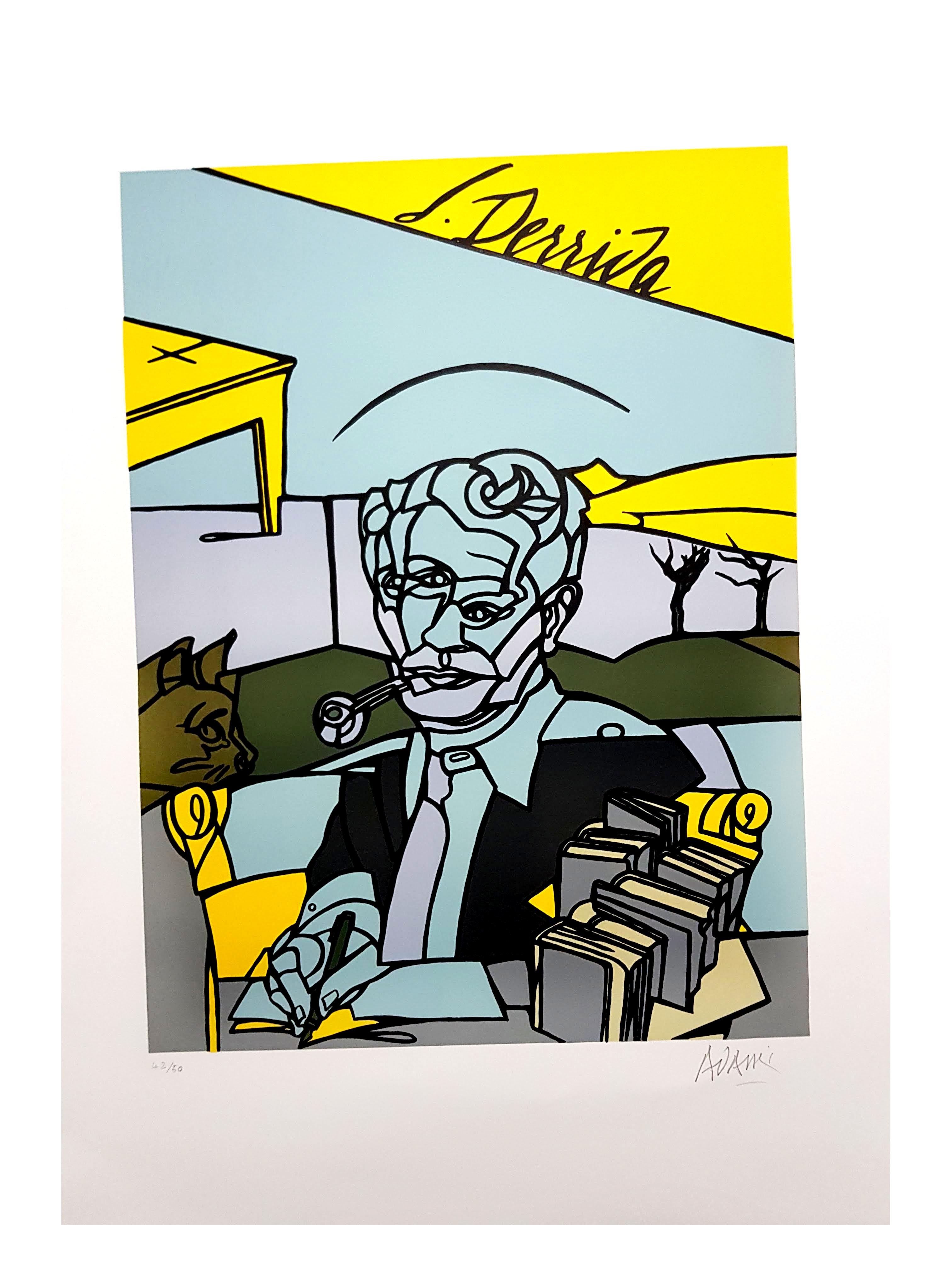 Valerio Adami - Jacques Derrida - Original Signed Lithograph 6