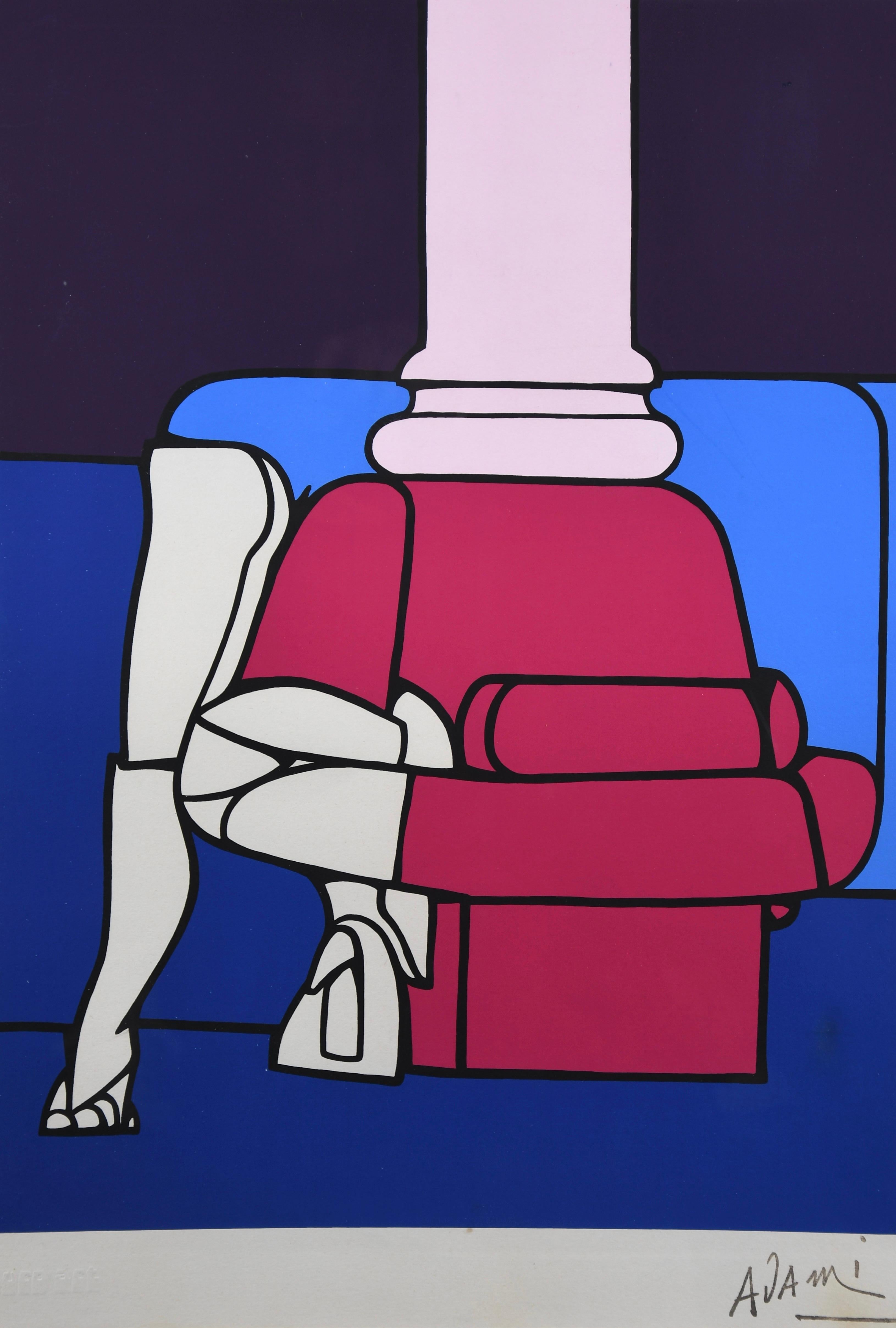 Valerio Adami — Signed Lithograph with 

Euro Art

Embossing, c.1970s

Dimensions: 50 × 65 cm (19.7 × 25.6 in)

A striking lithograph by Valerio Adami (Italian, b. 1935), one of the most celebrated European artists of the postwar era, renowned for