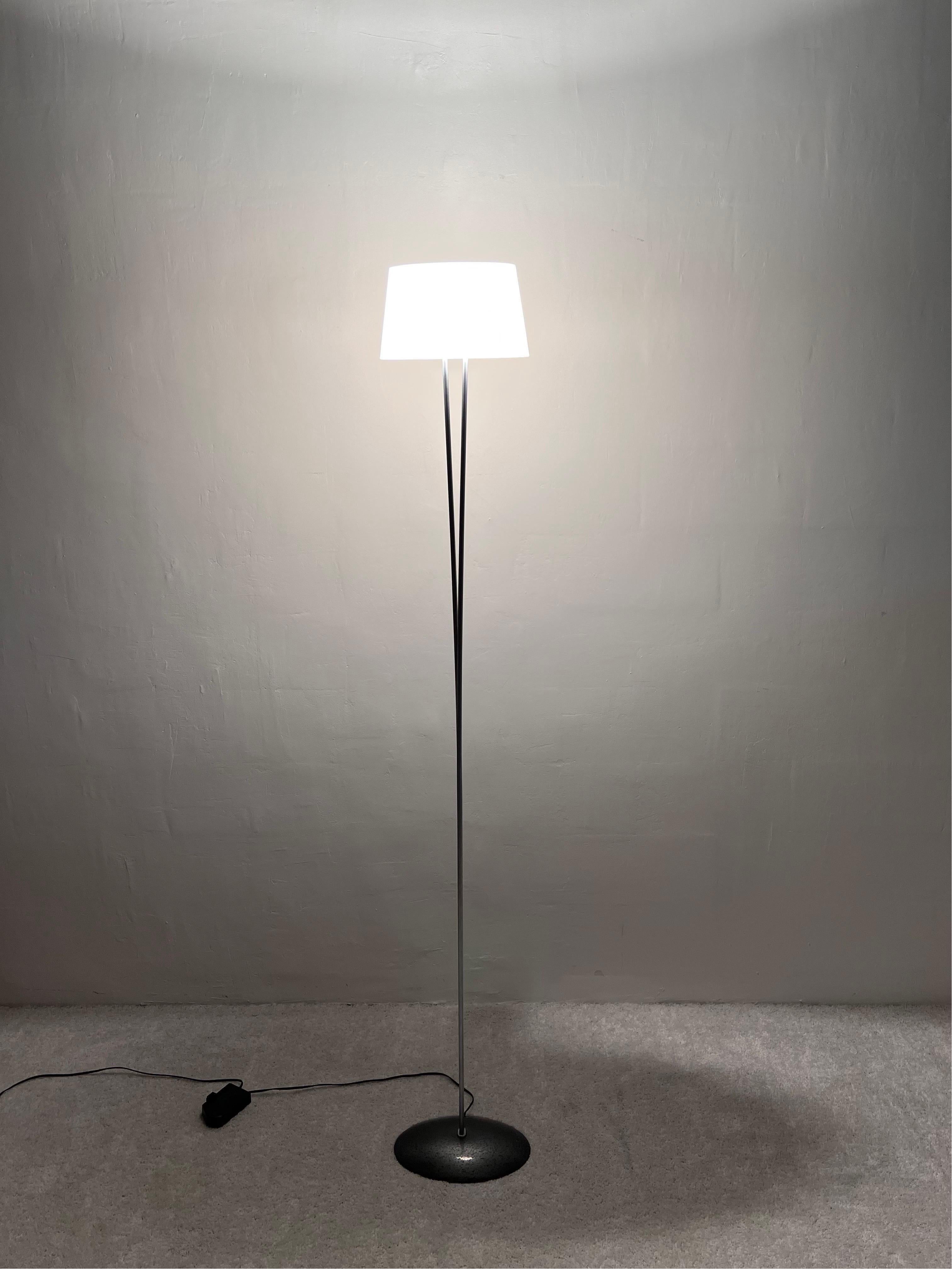 Italian Valerio Bottin Vitt Terra Series White Murano and Steel Floor Lamp for Foscarini For Sale