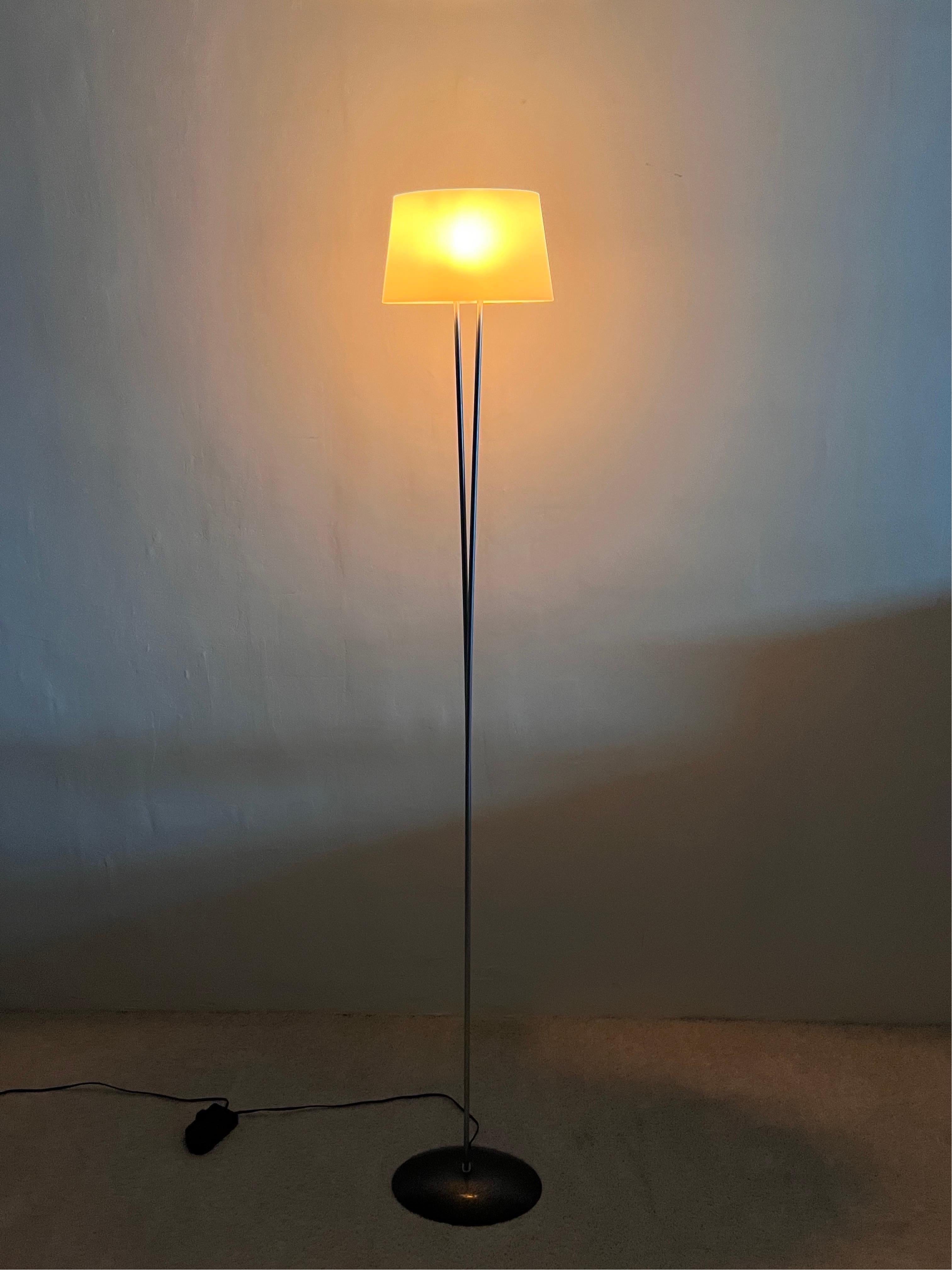 Contemporary Valerio Bottin Vitt Terra Series White Murano and Steel Floor Lamp for Foscarini For Sale