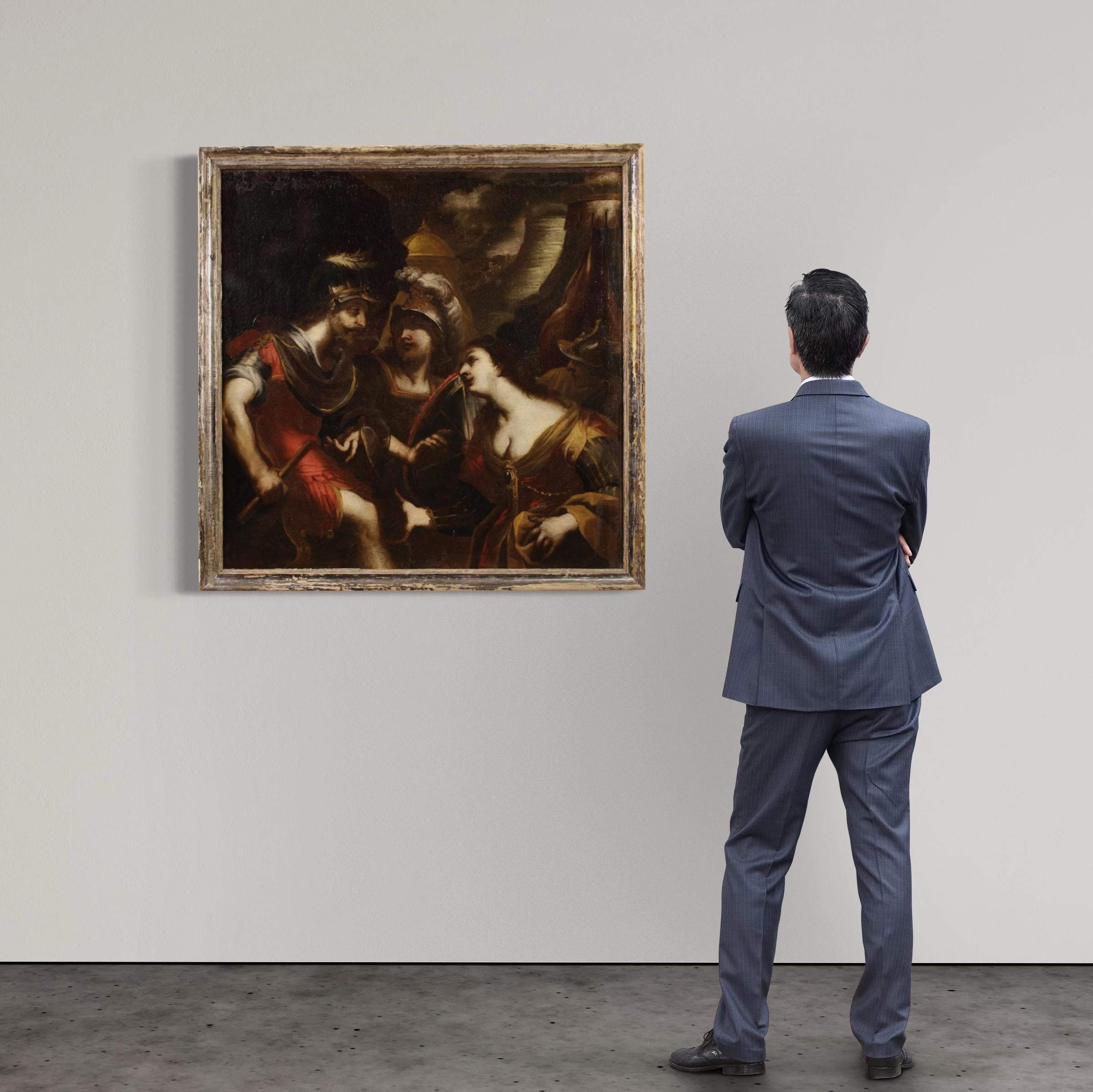 17th Century Oil on Canvas Antique Italian Mythological Painting, 1640 - Figurative Painting Negro de Valerio Castello