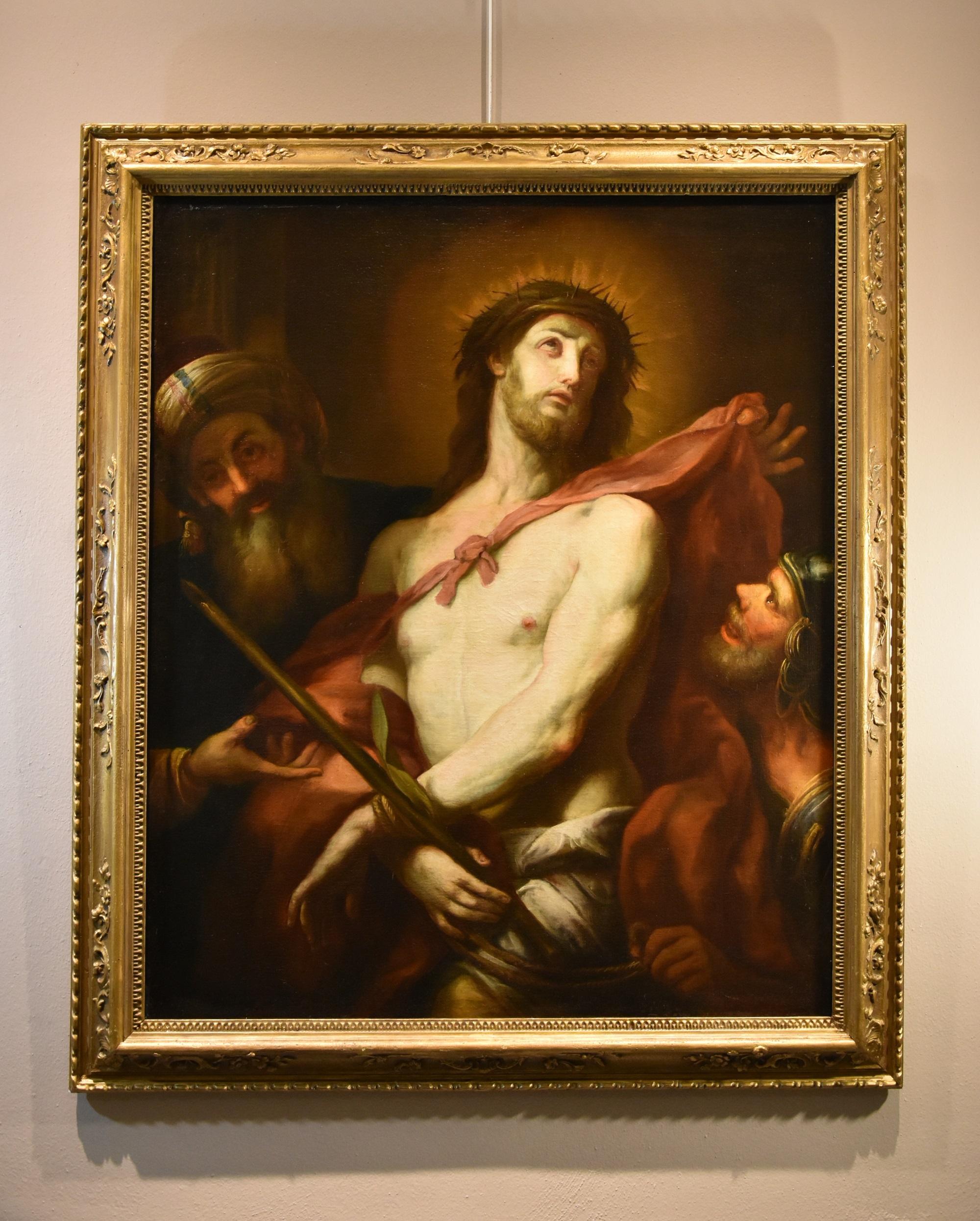 Ecce Homo Castello 17ème siècle peinture huile sur toile maître géorgien ancien - Noir Portrait Painting par Valerio Castello (Genoa, 1624 - Genoa, 1659)