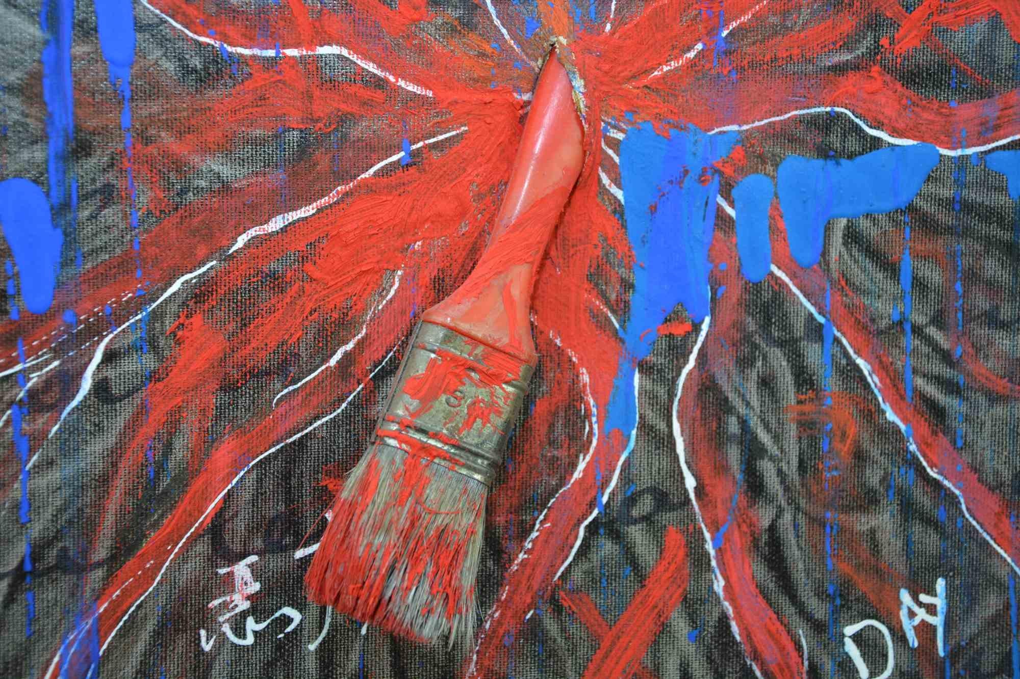Composition - Mixed media on canvas by Valerio Romagnoli - 2000s For Sale 4