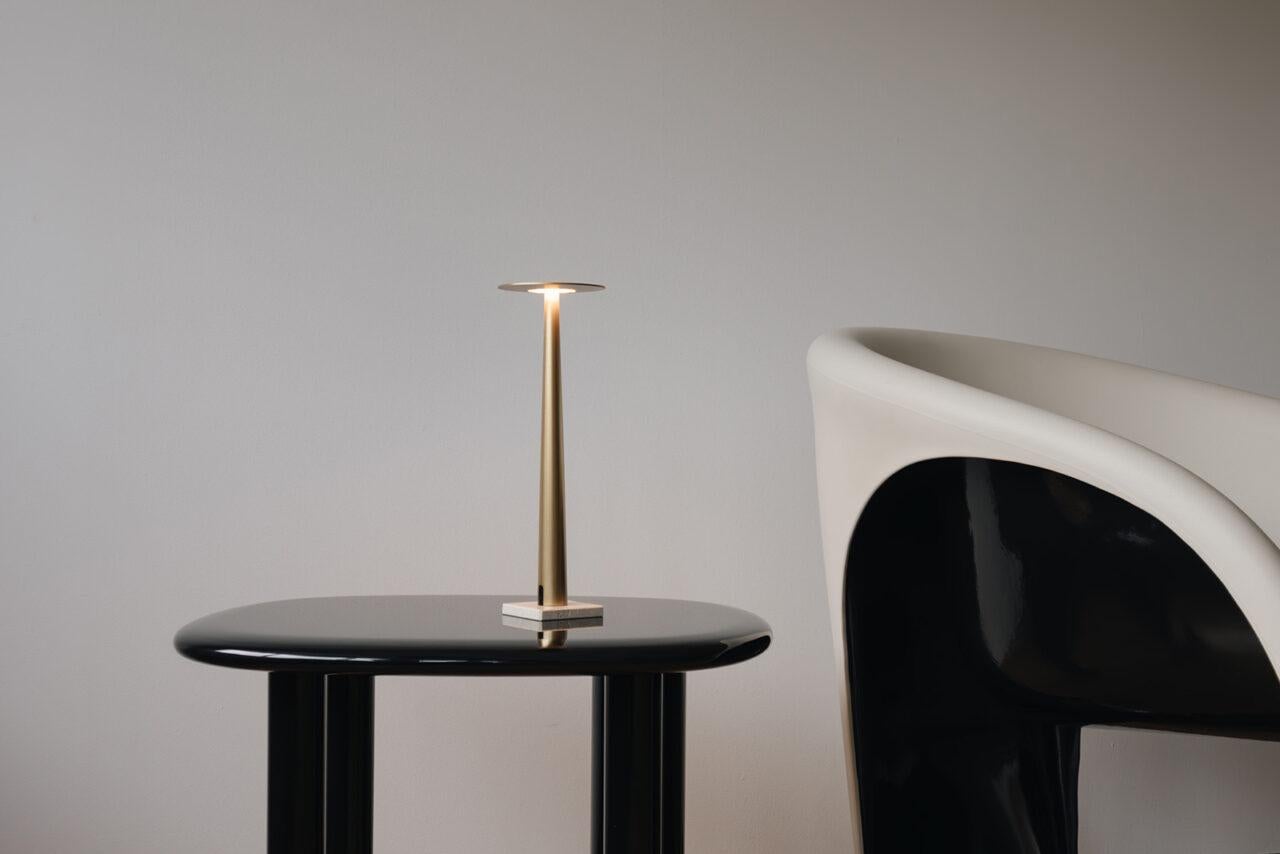 Valerio Sommella Portofino LED 2700K Table Lamp in Matte Green Marble Base In New Condition For Sale In Brooklyn, NY