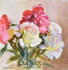 Bouquet of peonies. 2024. Canvas, oil. 35x35 cm.