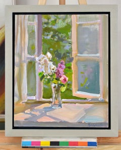 Am Fenster. 2025. Leinwand, Karton, Öl. 30 × 25 cm