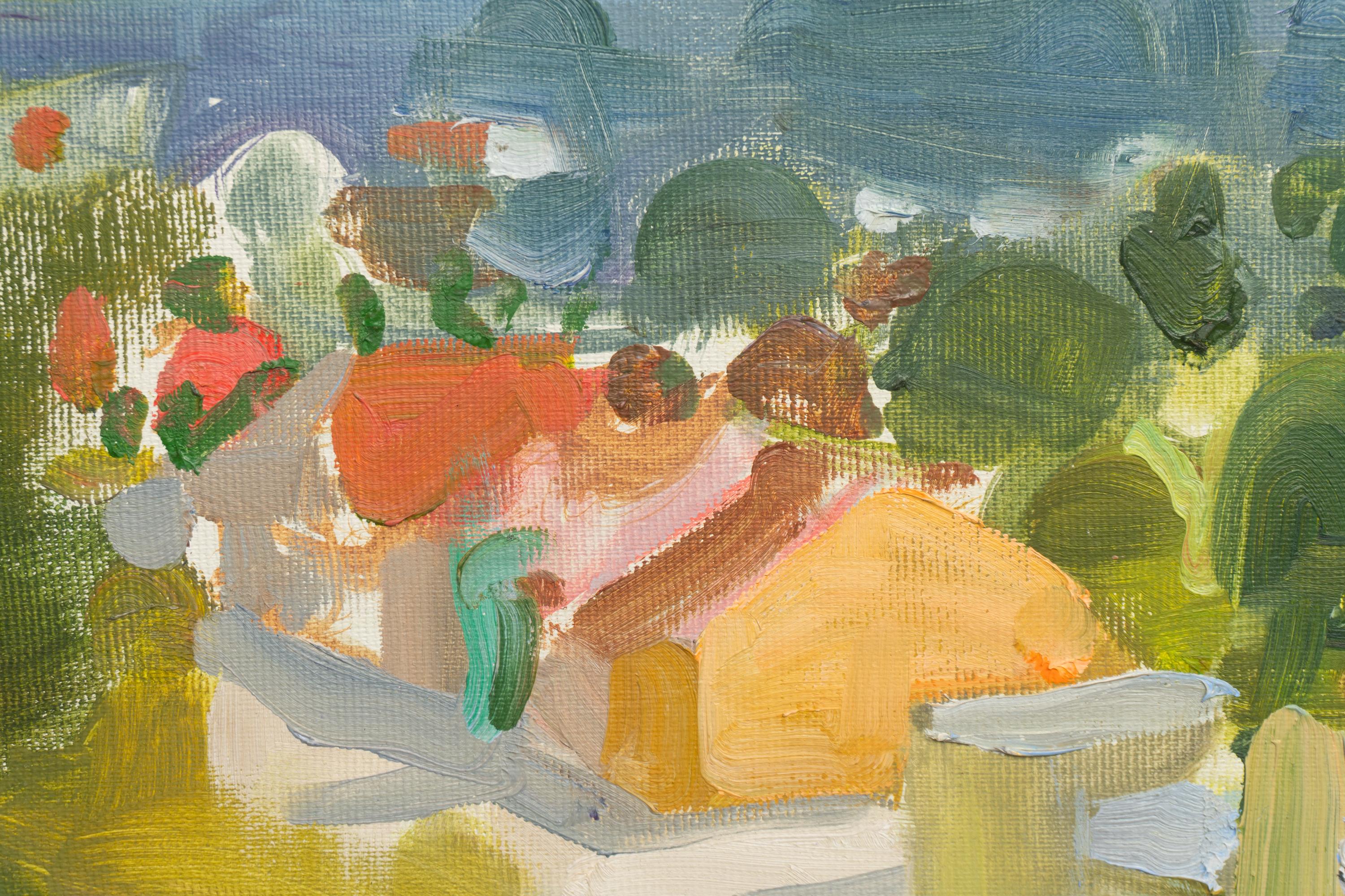 Stadt am Fluss von Fluss (Impressionismus), Painting, von Valery Bayda 
